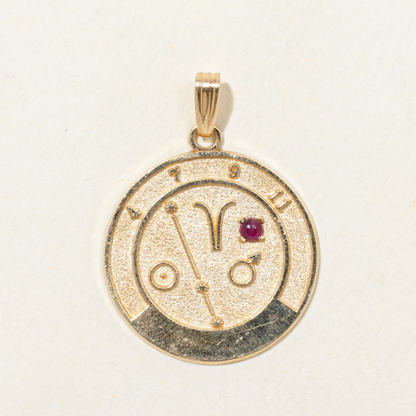 Synthetic Ruby Aries Zodiac Pendant | 0.07ct