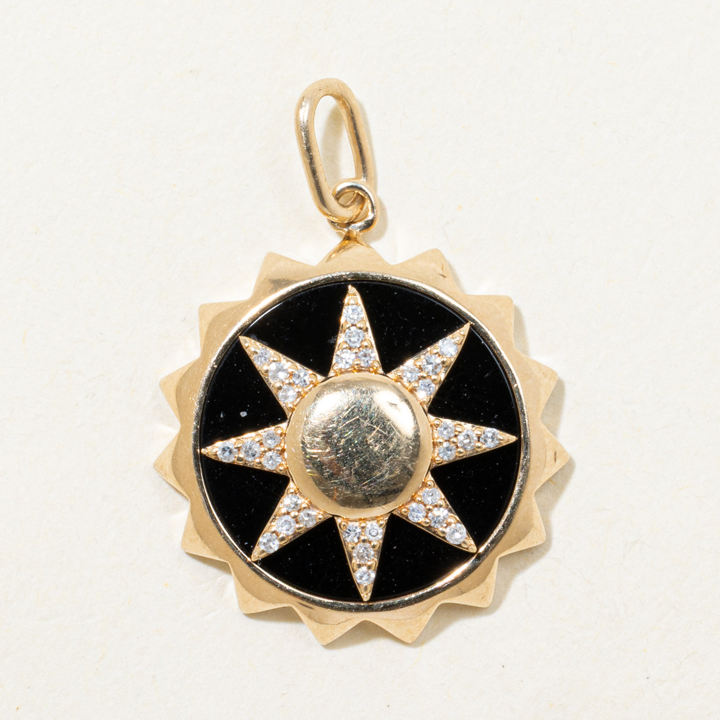 'Mejuri' Onyx & Diamond Sunburst Pendant | 2.90ct, 0.03ctw