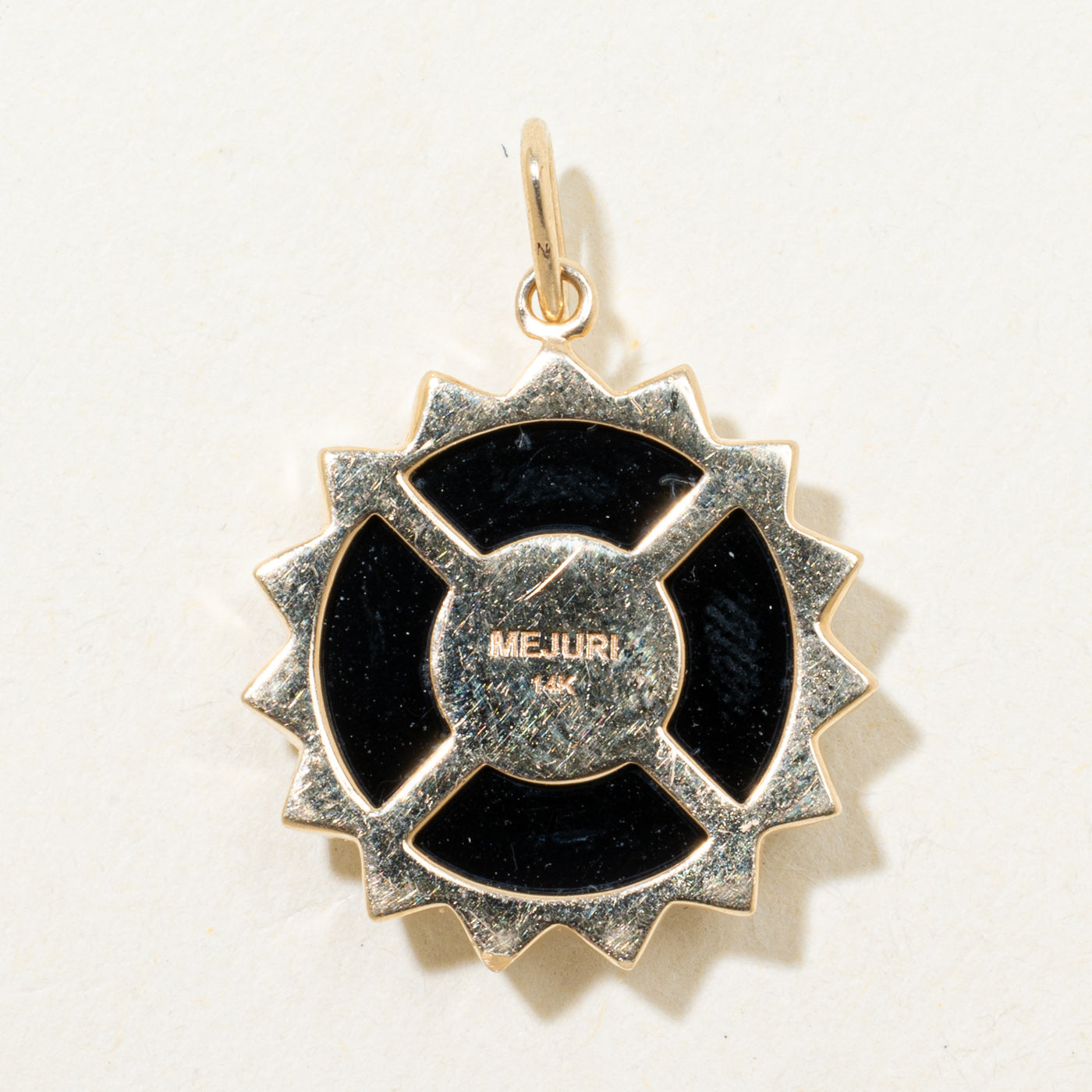 'Mejuri' Onyx & Diamond Sunburst Pendant | 2.90ct, 0.03ctw