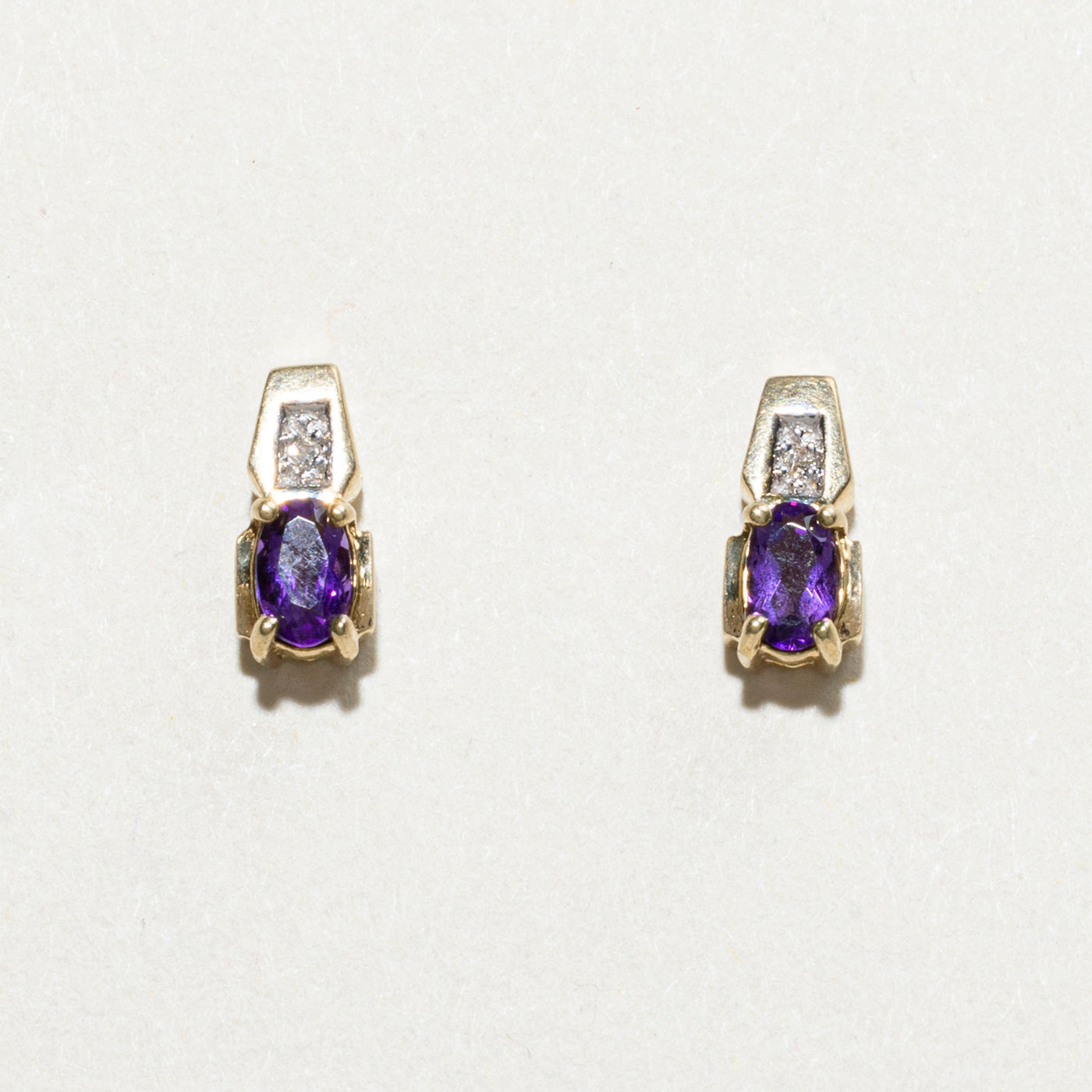 10K Amethyst & Diamond Stud Earrings