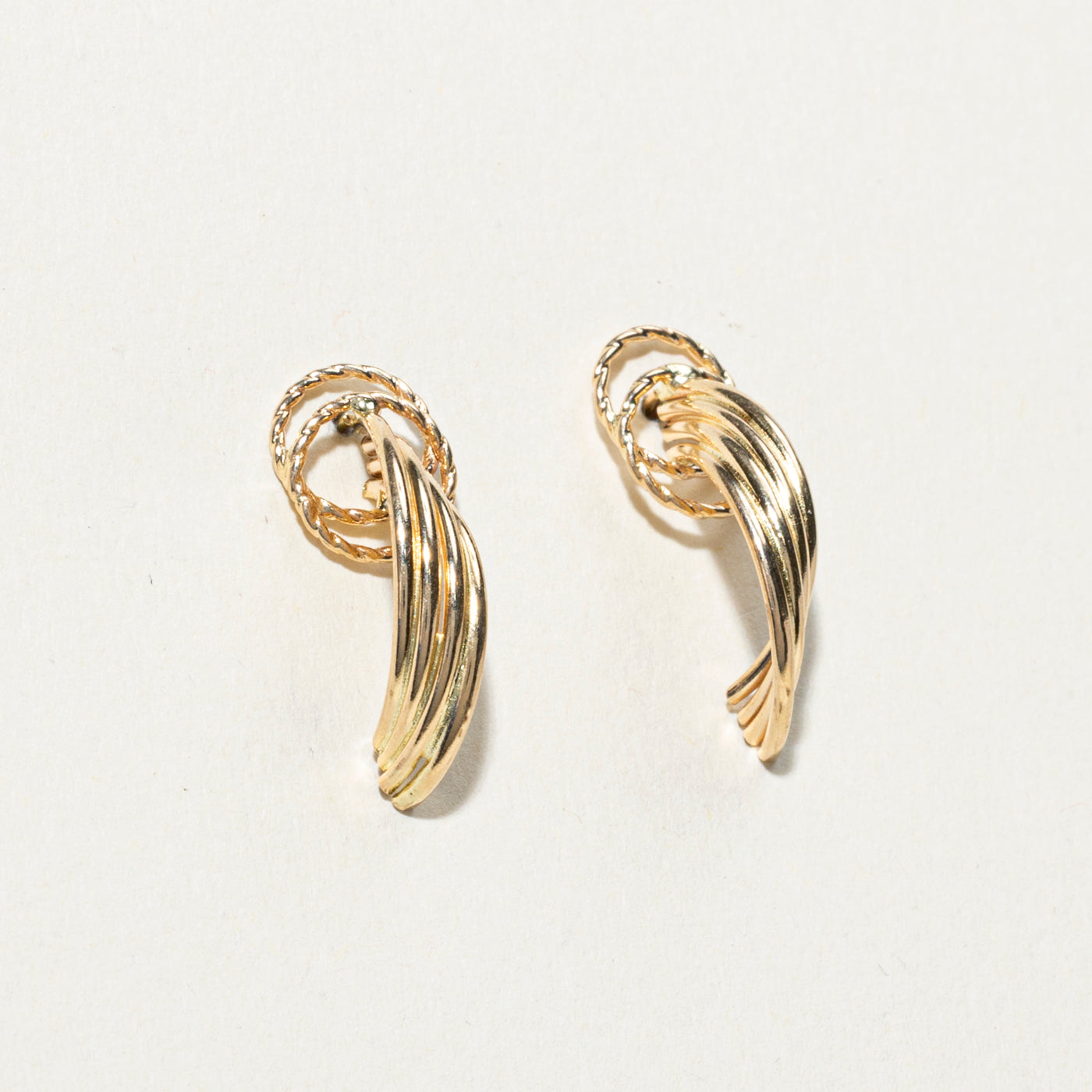 14K Grooved Half Hoop Earrings