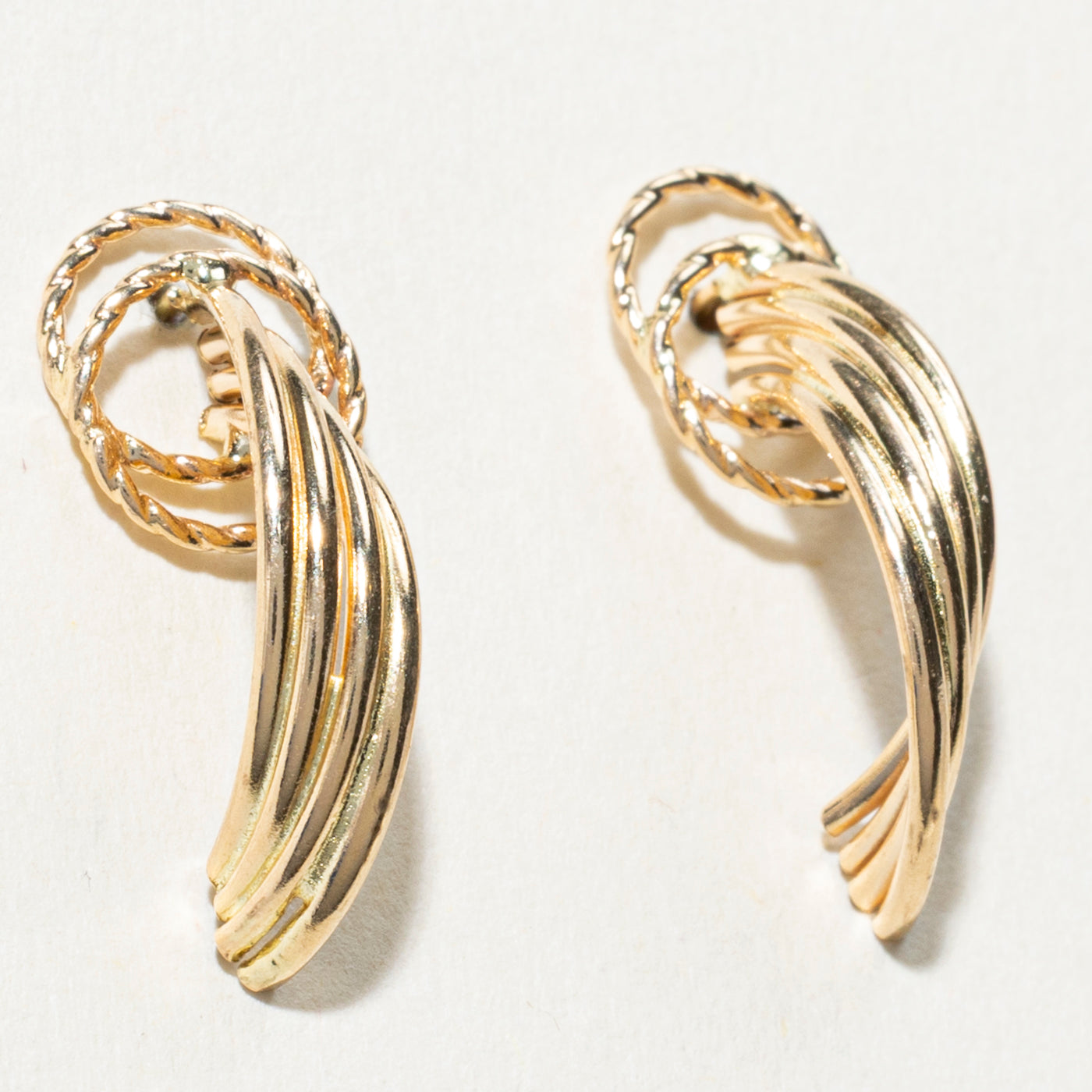 14K Grooved Half Hoop Earrings