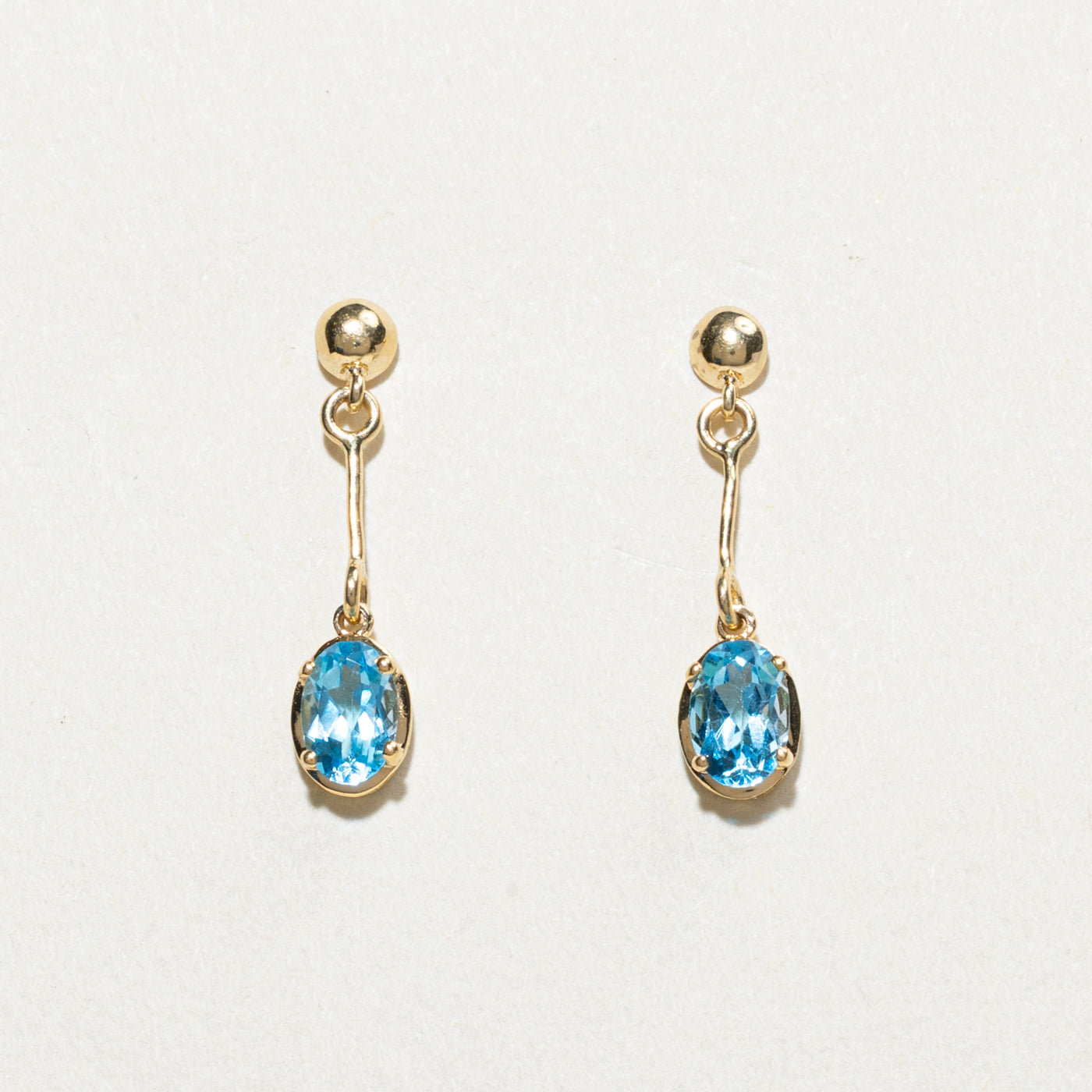 14K Oval Cut Topaz Drop Earrings