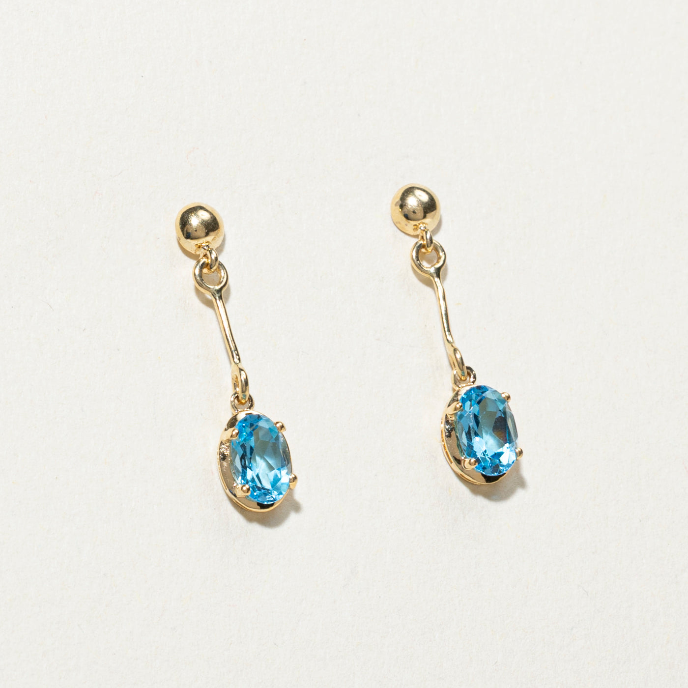 14K Oval Cut Topaz Drop Earrings