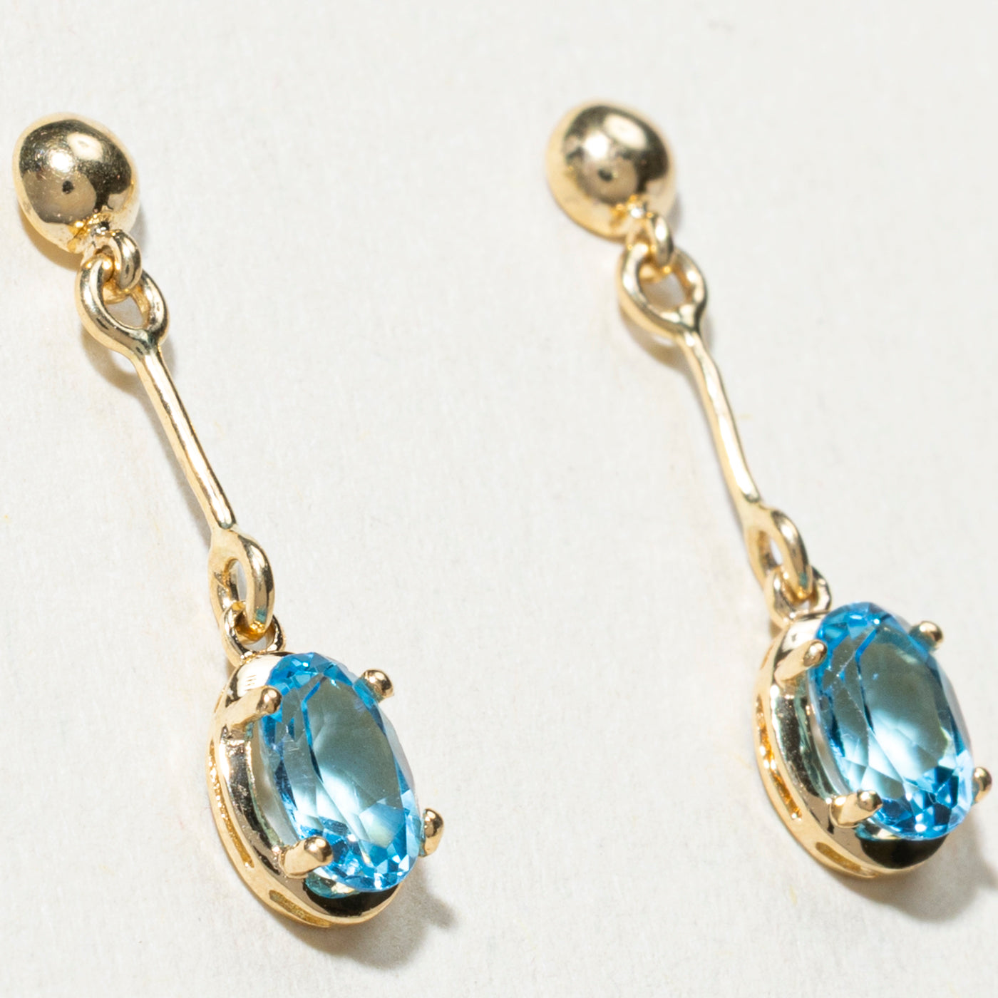 14K Oval Cut Topaz Drop Earrings