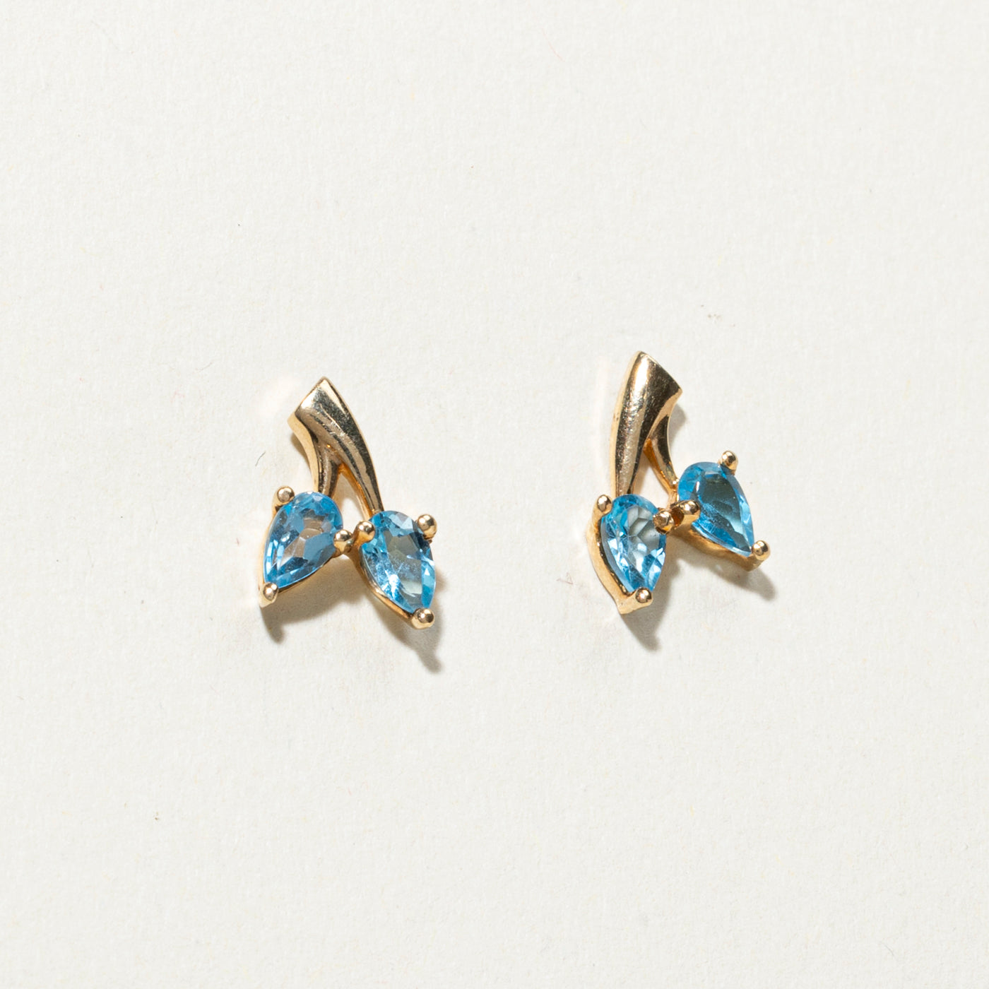 14K Two Stone Topaz Stud Earrings