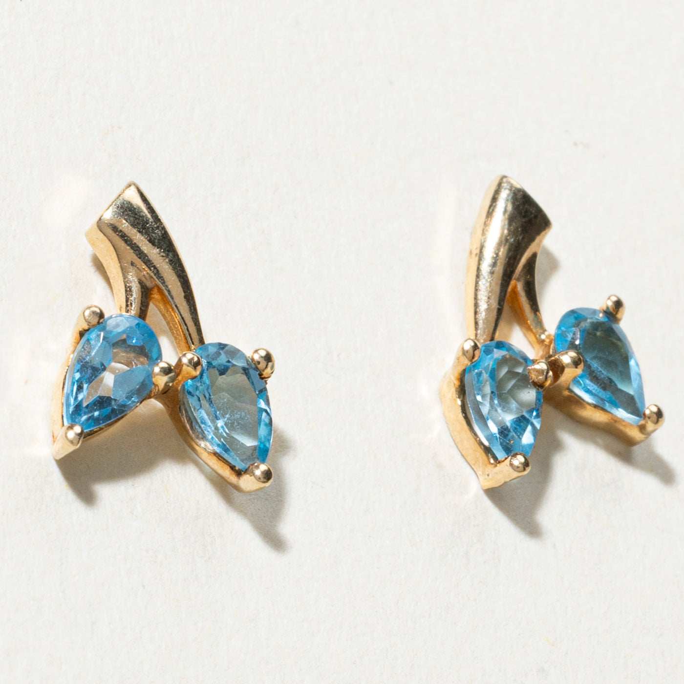 14K Two Stone Topaz Stud Earrings