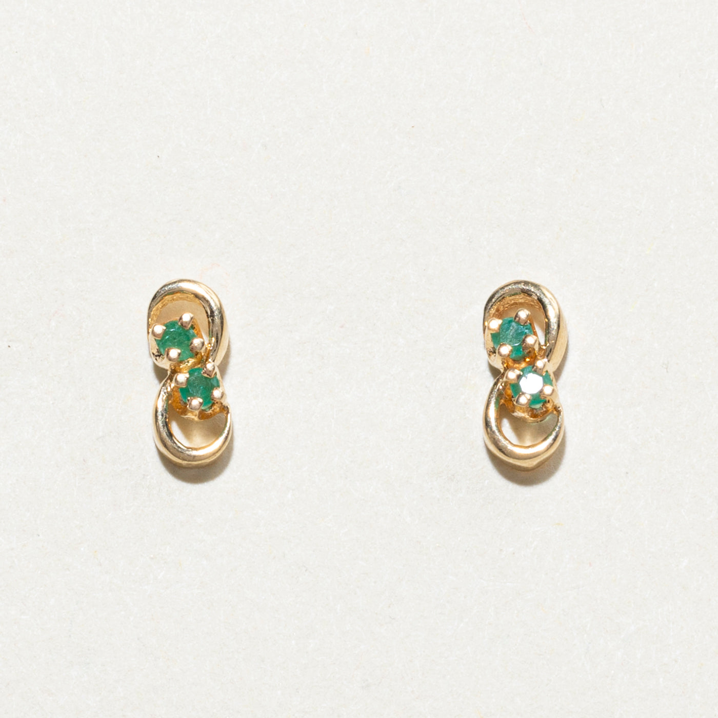 14K Emerald Swirl Stud Earrings