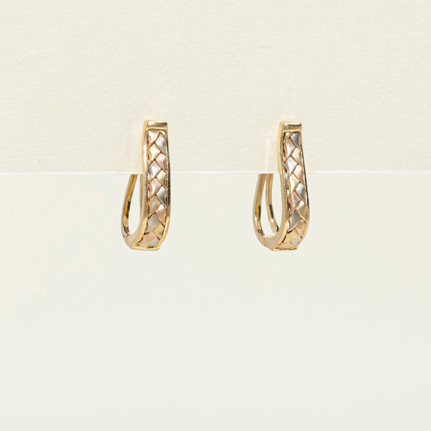 Boucles d'oreilles créoles tissées en or tricolore 14 carats