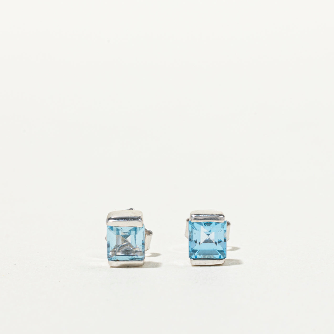 10K Square Cut Topaz Stud Earrings