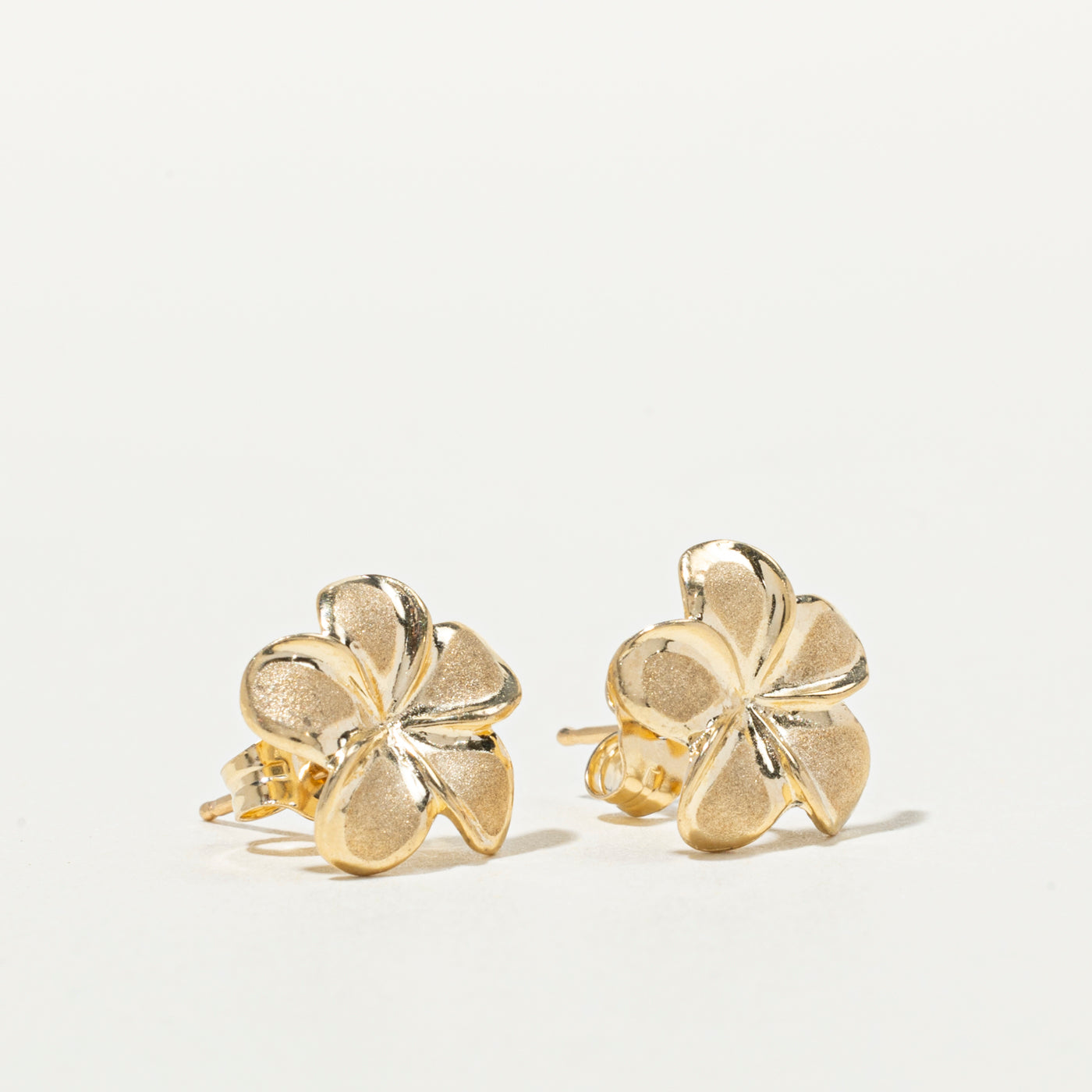 14K Plumeria Flower Stud Earrings