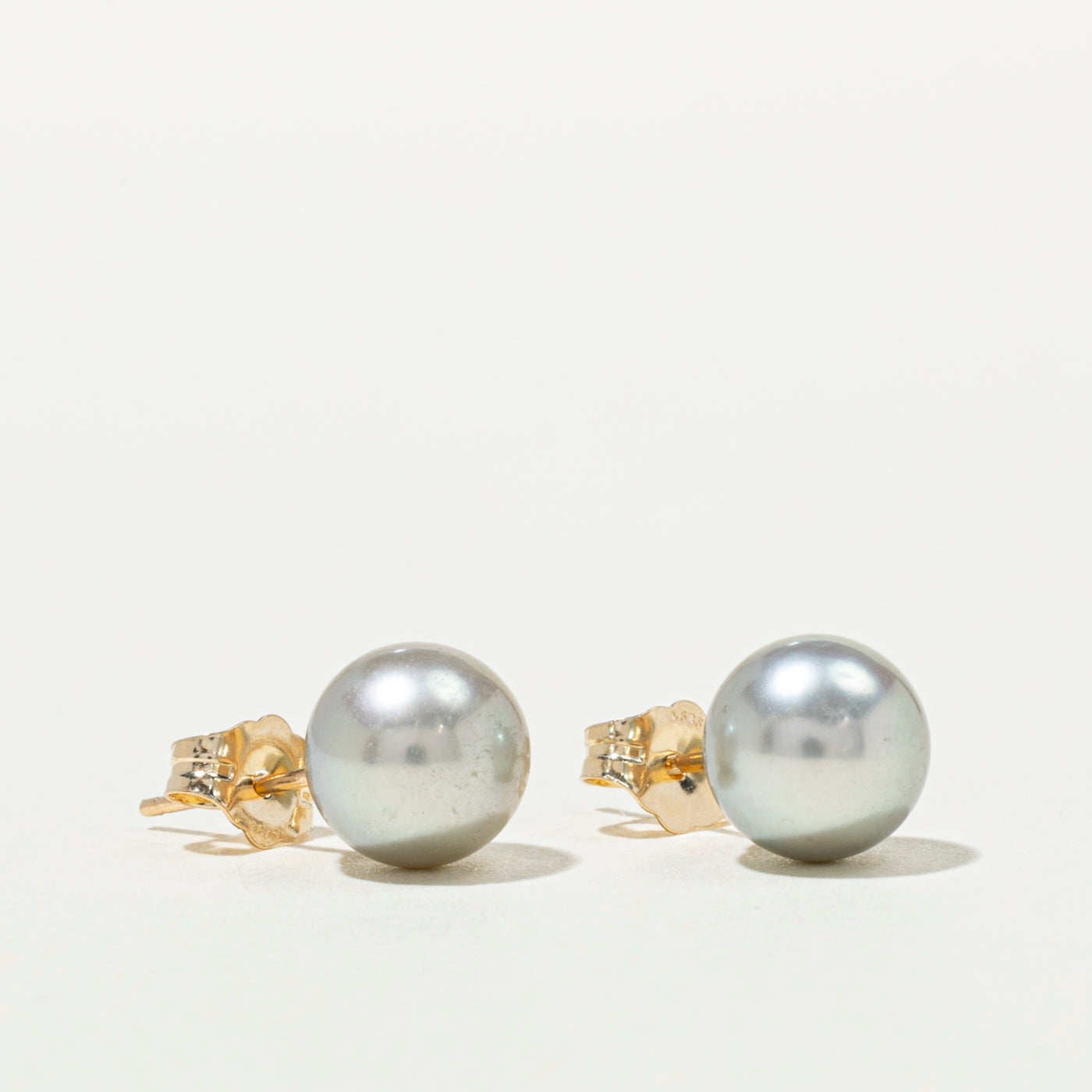 14K Grey Pearl Stud Earrings
