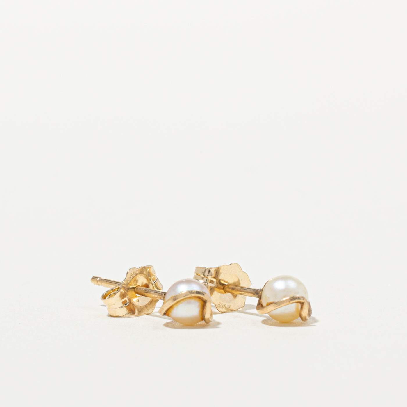 14K Pearl Abstract Stud Earrings