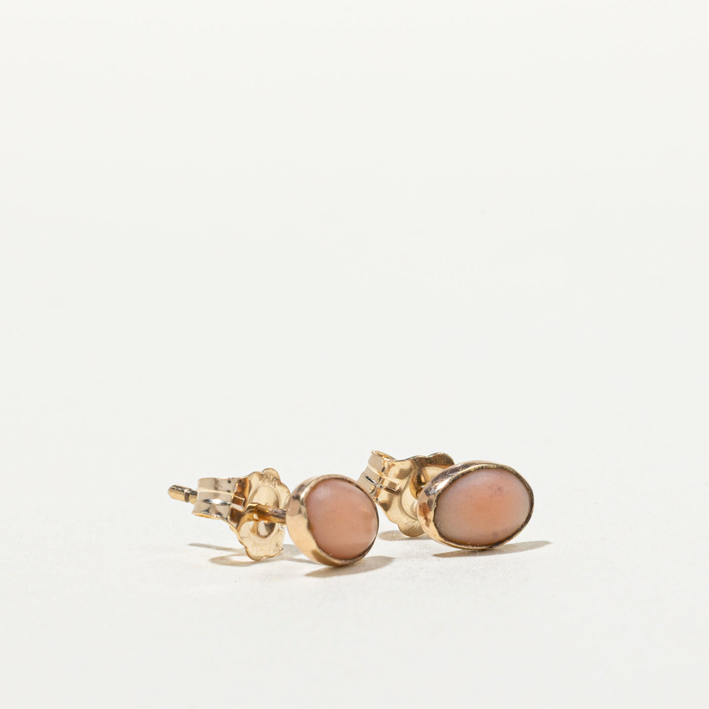 10K Bezel Set Coral Stud Earrings