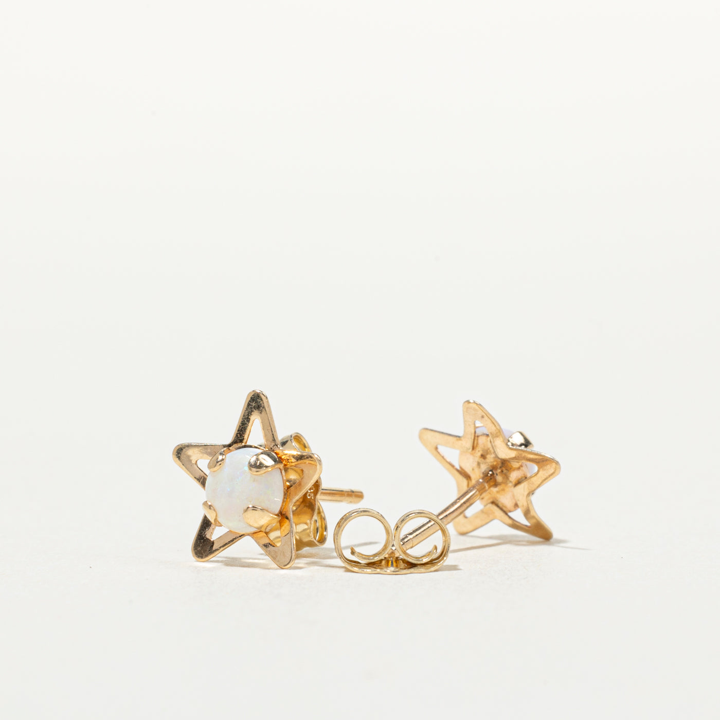 14K Cabochon Opal Star Stud Earrings