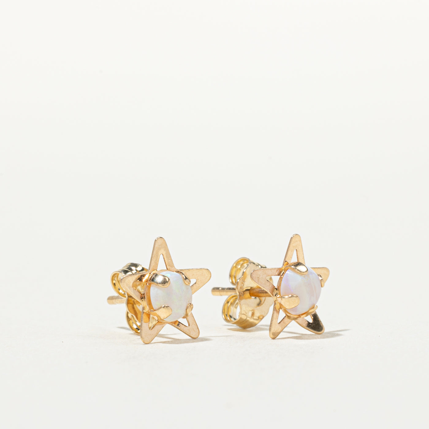 14K Cabochon Opal Star Stud Earrings