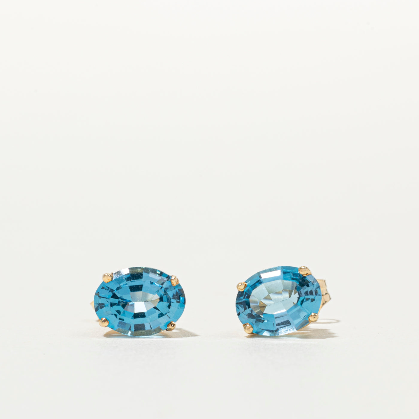 14K Oval Cut Topaz Stud Earrings | 3.34ctw