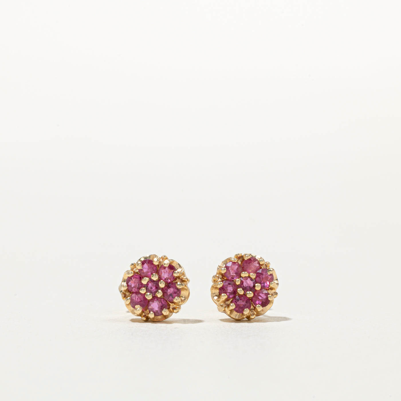 14K Ruby Cluster Stud Earrings | 0.52ct