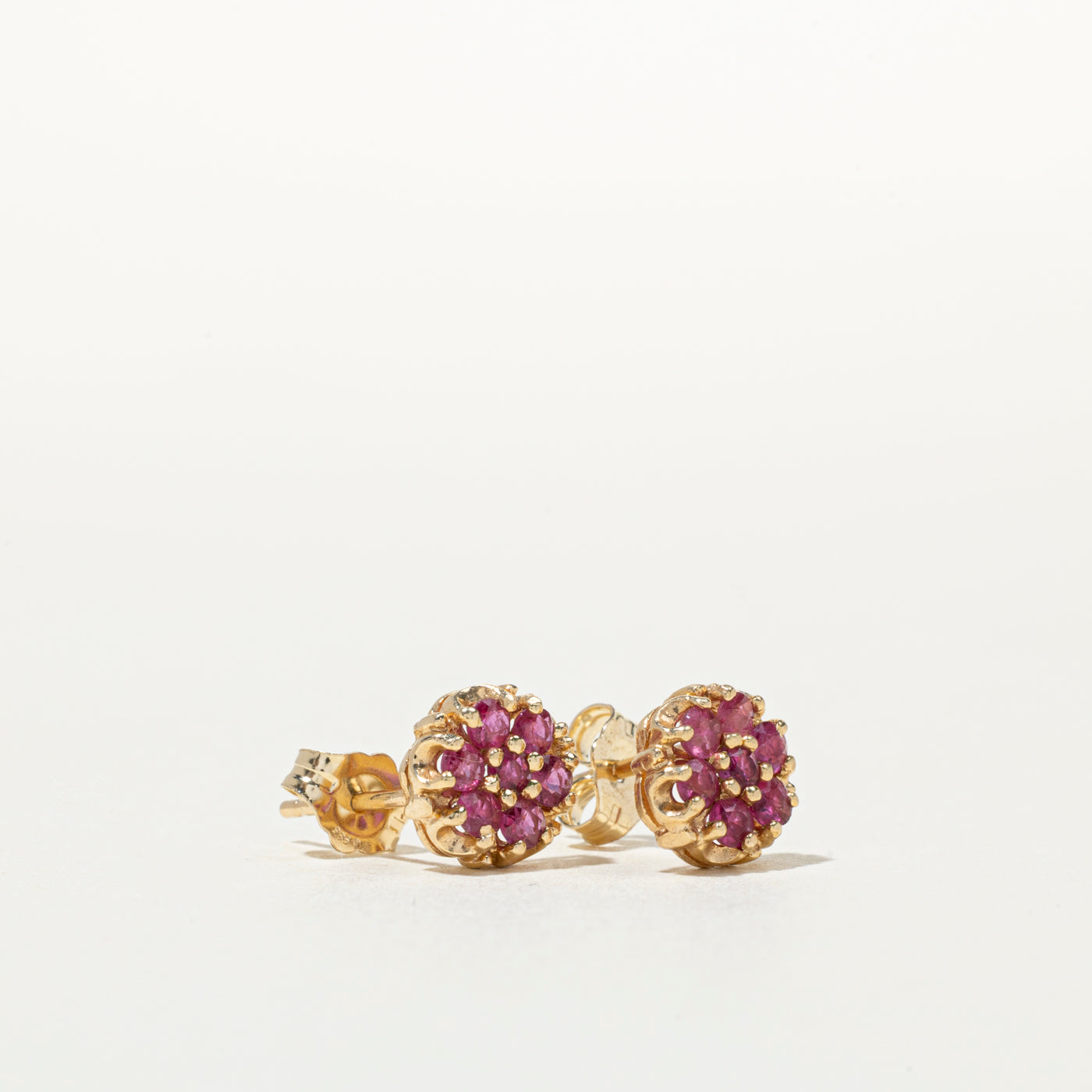 14K Ruby Cluster Stud Earrings | 0.52ct