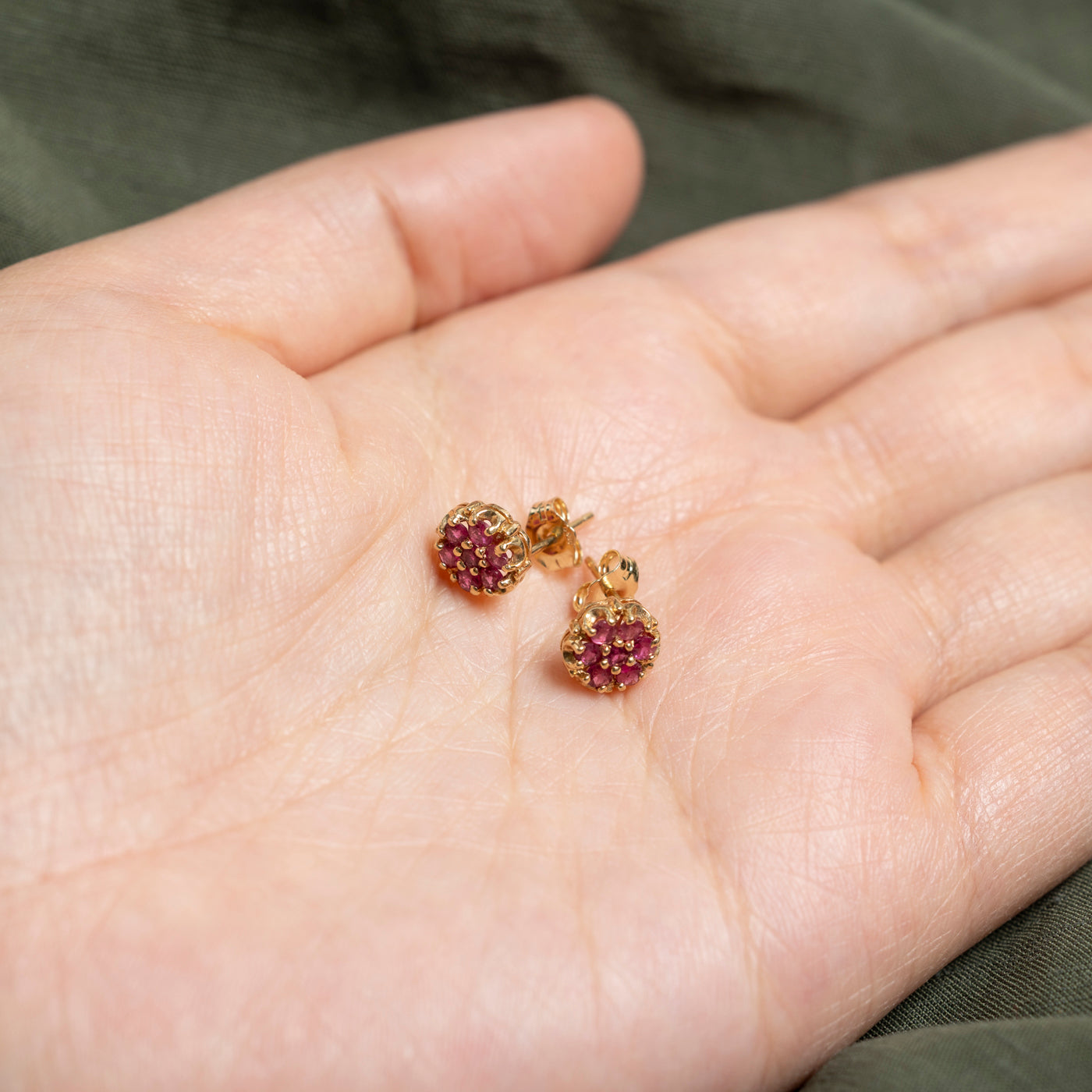 14K Ruby Cluster Stud Earrings | 0.52ct