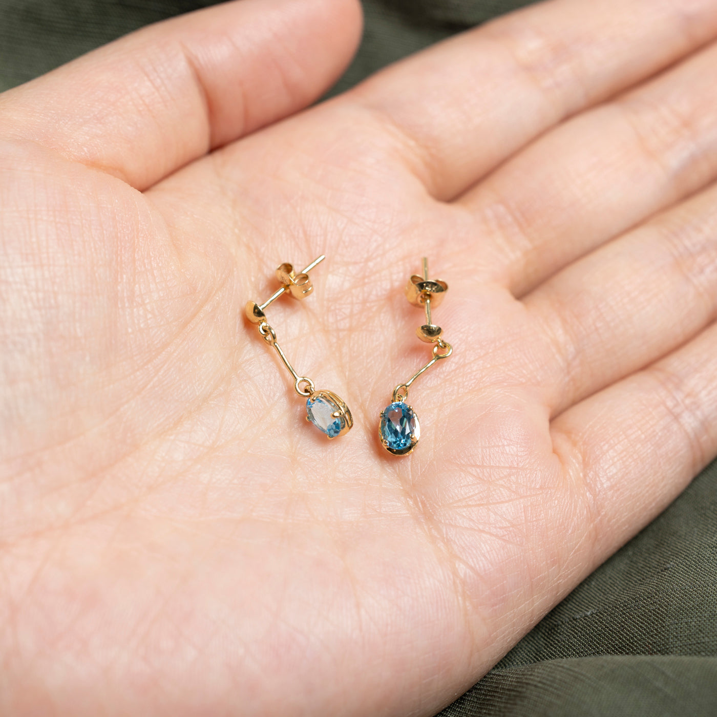 14K Oval Cut Topaz Drop Earrings