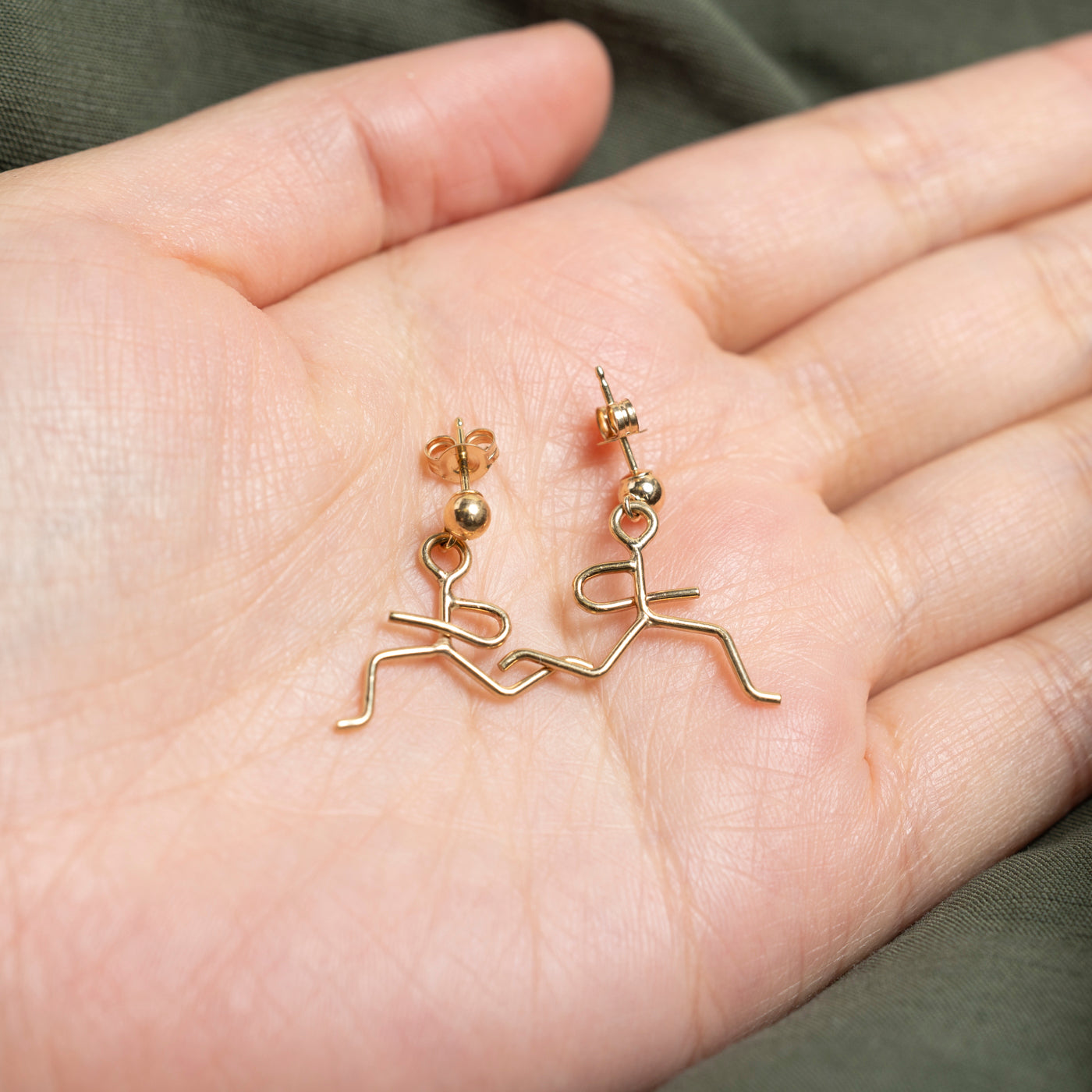 10K Running Person Drop Earrings