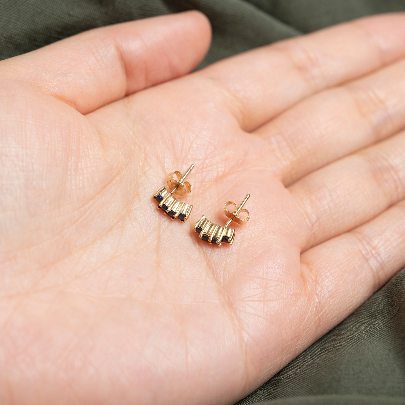 14K Sapphire Column Stud Earrings