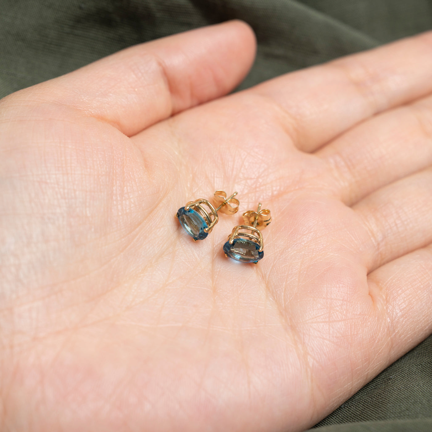 14K Oval Cut Topaz Stud Earrings | 3.34ctw