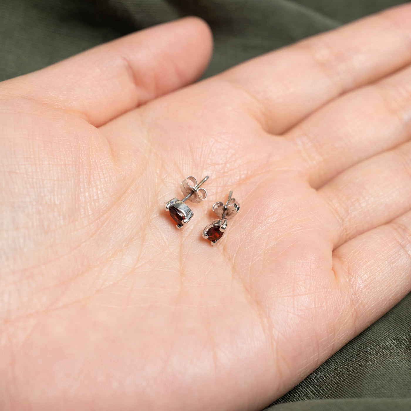 14K Pear Cut Garnet Stud Earrings
