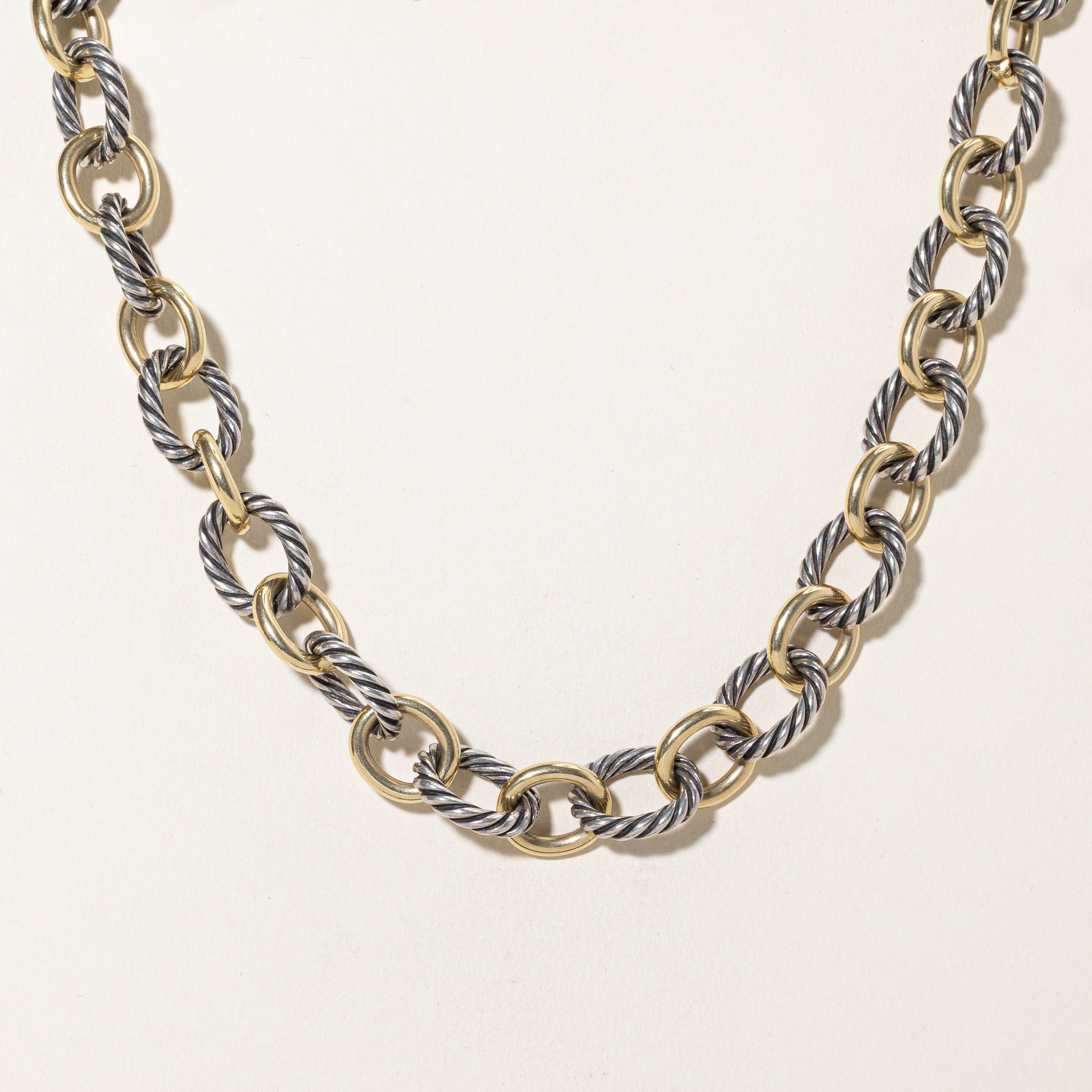 'David Yurman' Two-Tone Rope Cable Link Chain Necklace | 17.5" |