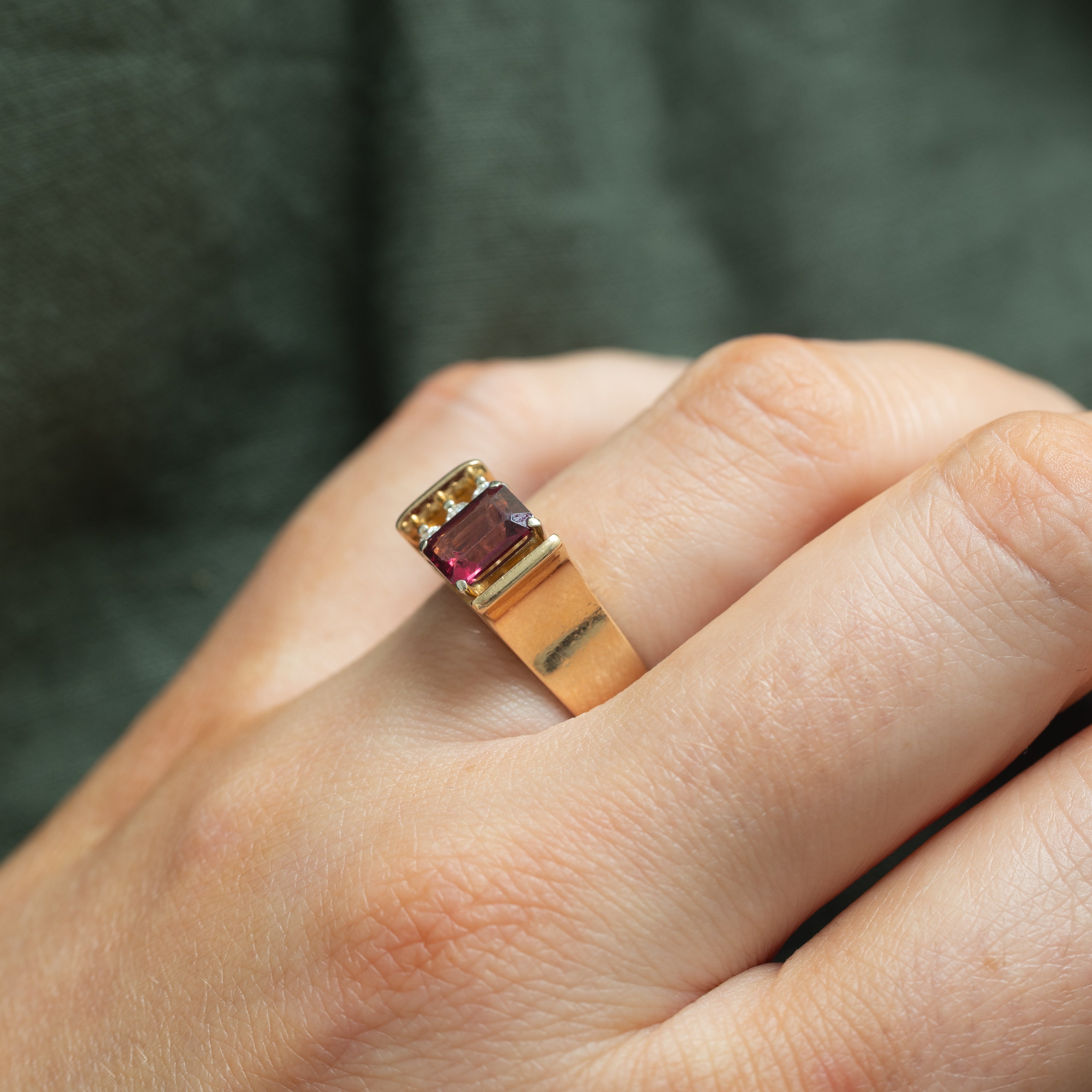 High Set Garnet & Diamond Accented Ring | 1.24ct, 0.18ctw | SZ 6.0 |