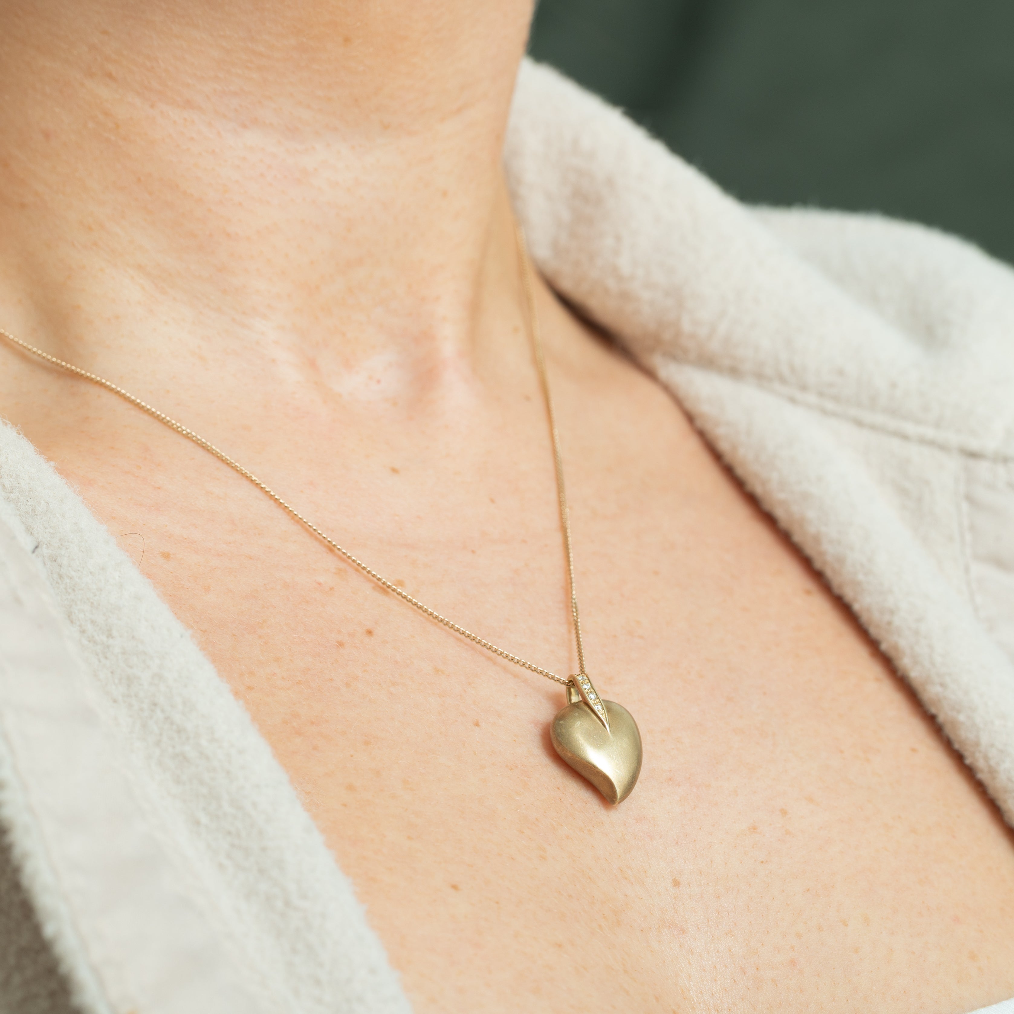 Diamond Matte Heart Cremation Pendant | 0.05ctw |