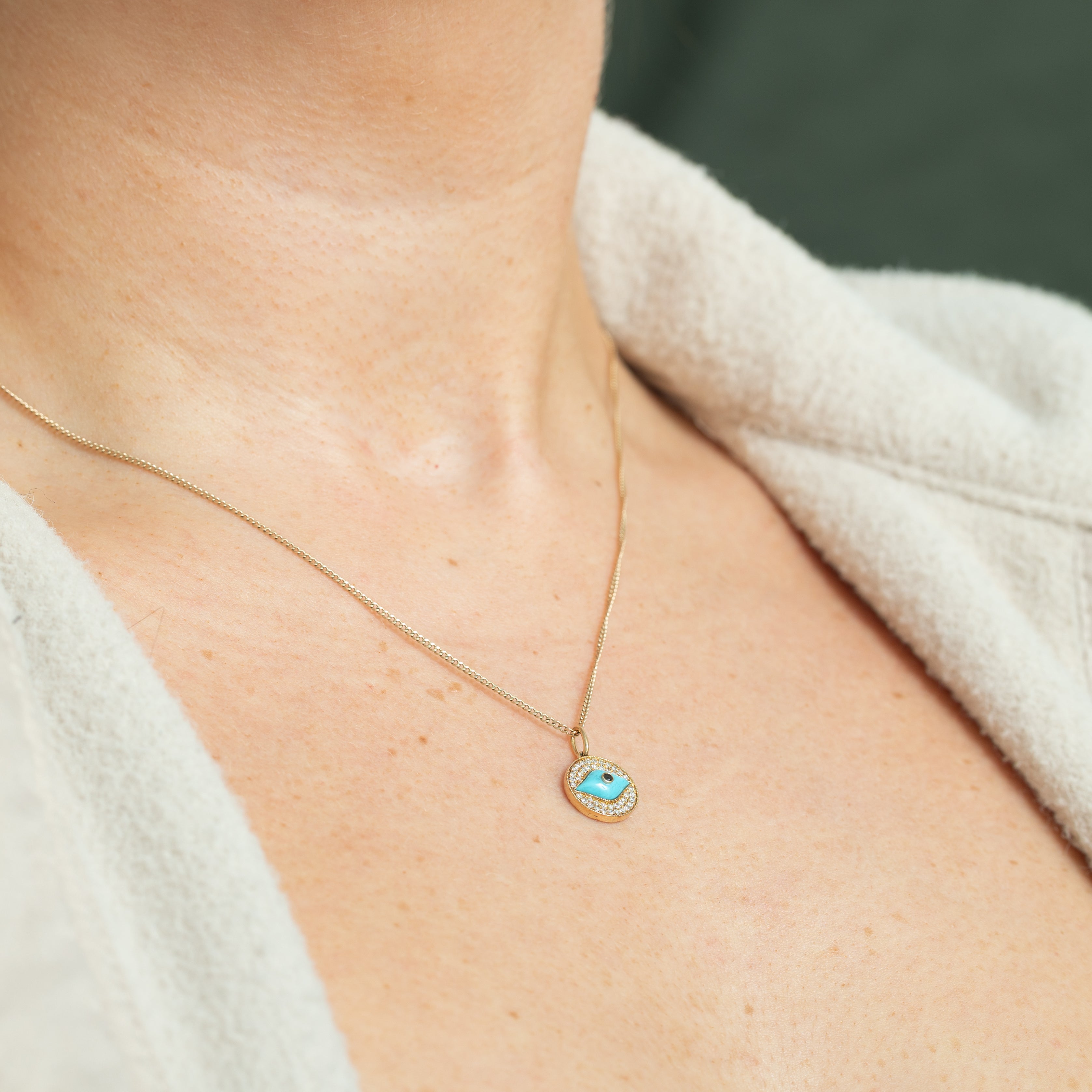 'Effy' Turquoise & Diamond Evil Eye Pendant | 0.61ct , 0.17ct |