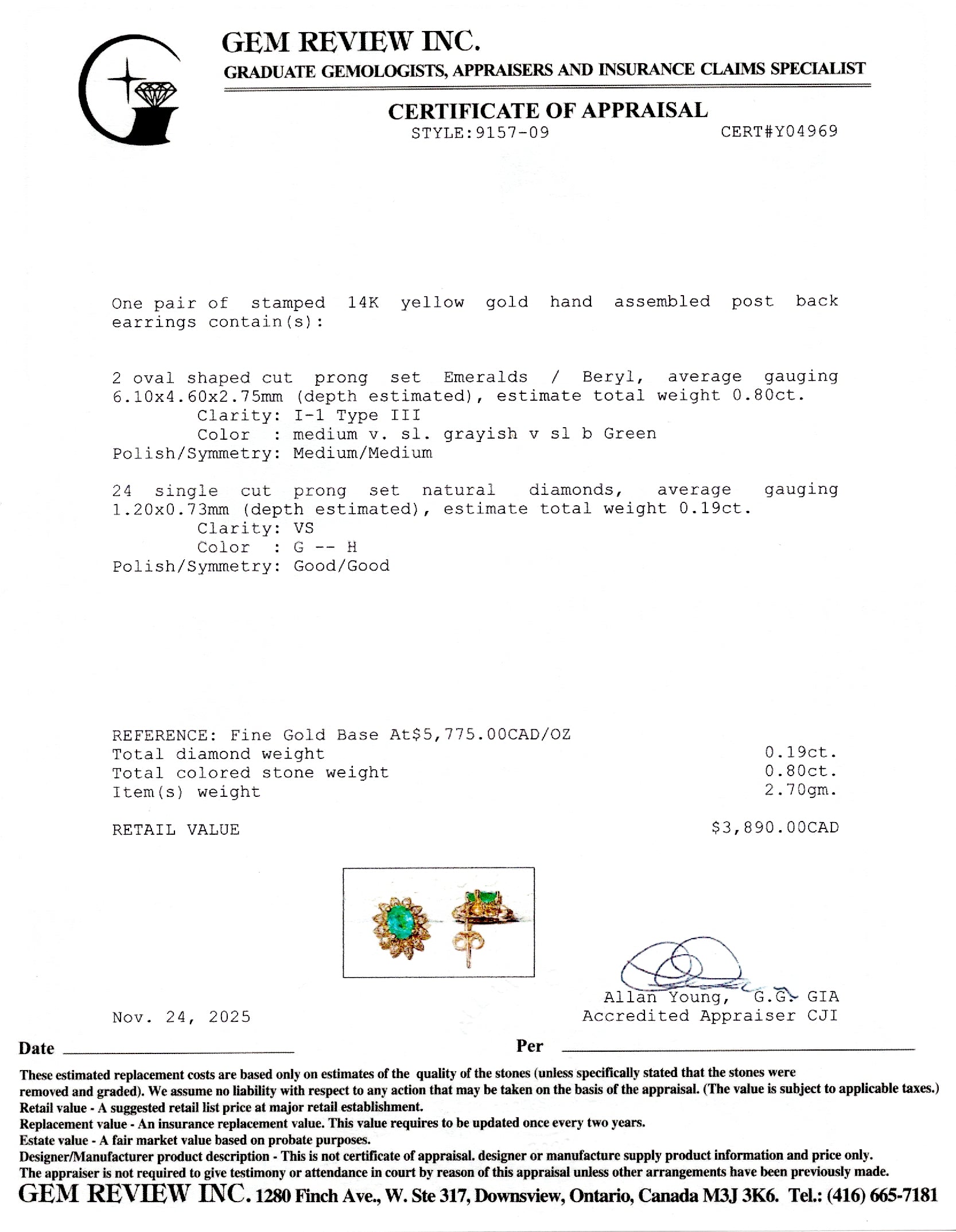 Boucles d'oreilles émeraudes et diamants | 0,8 ct, 0,19 ct |