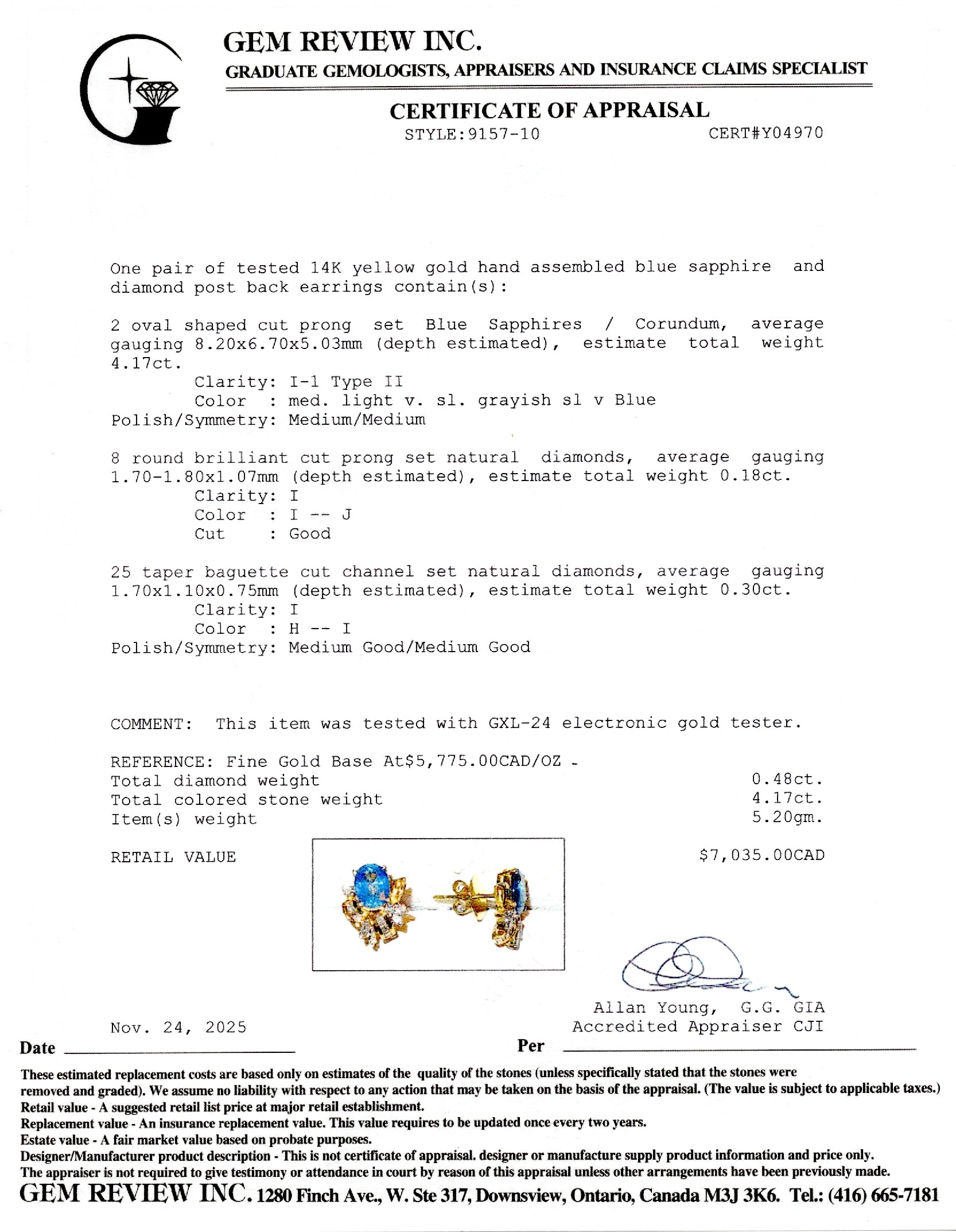 Boucles d'oreilles puces en saphir et diamants | 4,17 ct, 0,18 ct, 0,30 ct |