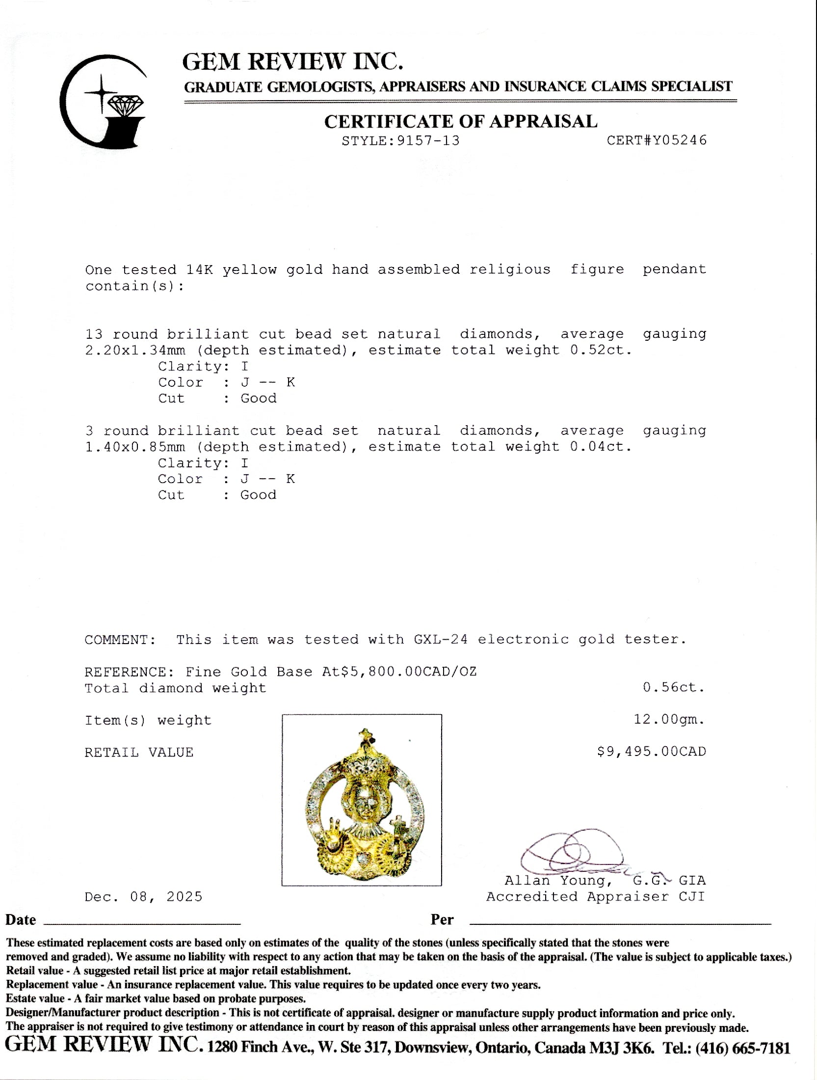 Pendentif Santo Niño (Saint Enfant Jésus) en diamants | 0,52 ct, 0,04 ct |