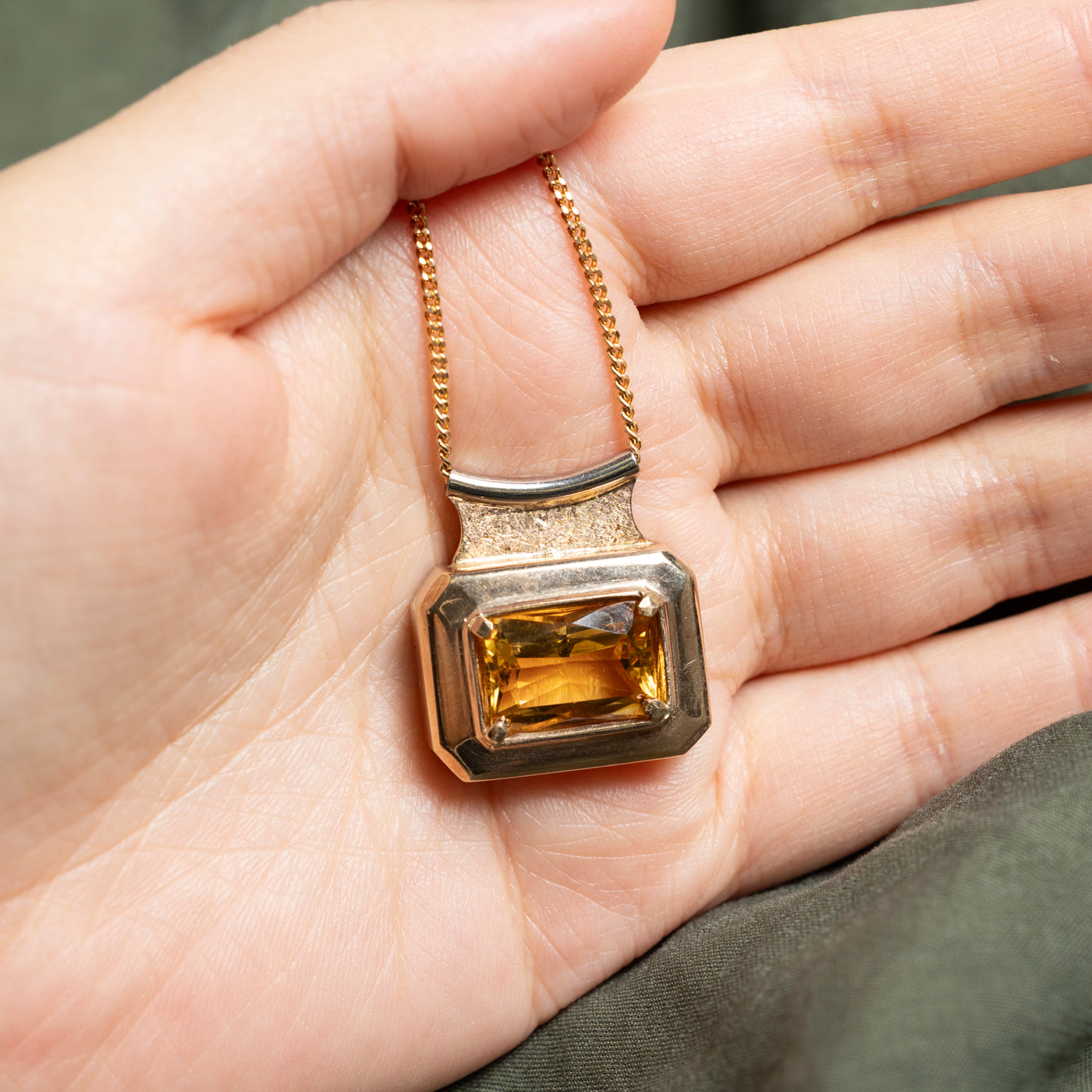 Italian 10k Citrine Pendant Necklace | 9.22ct | 17"