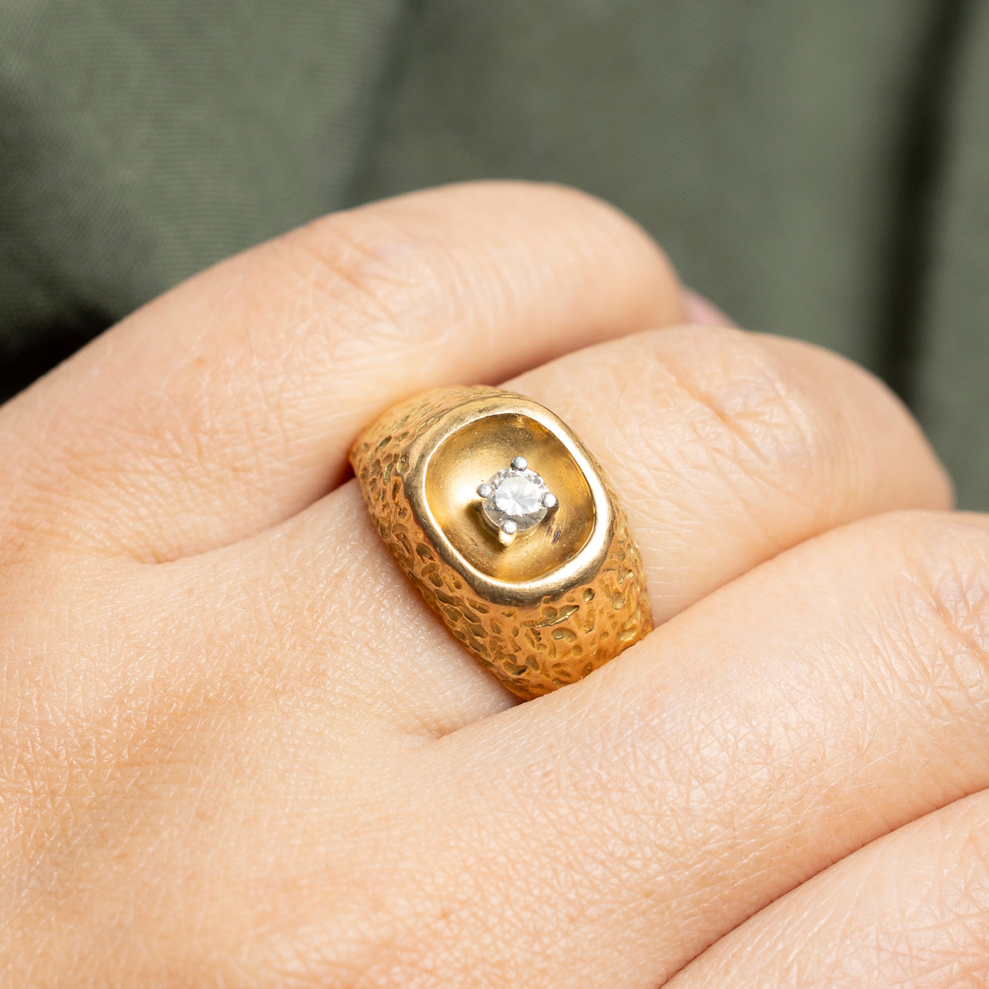 Bague solitaire texturée en diamant | 0,21 ct | Taille 10,25