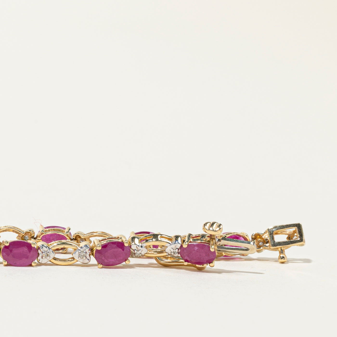 Ruby & Diamond Tennis Bracelet | 6.72ctw, 0.12ctw | 7.25"