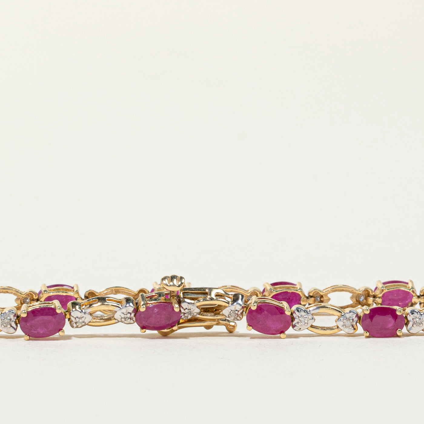 Ruby & Diamond Tennis Bracelet | 6.72ctw, 0.12ctw | 7.25"
