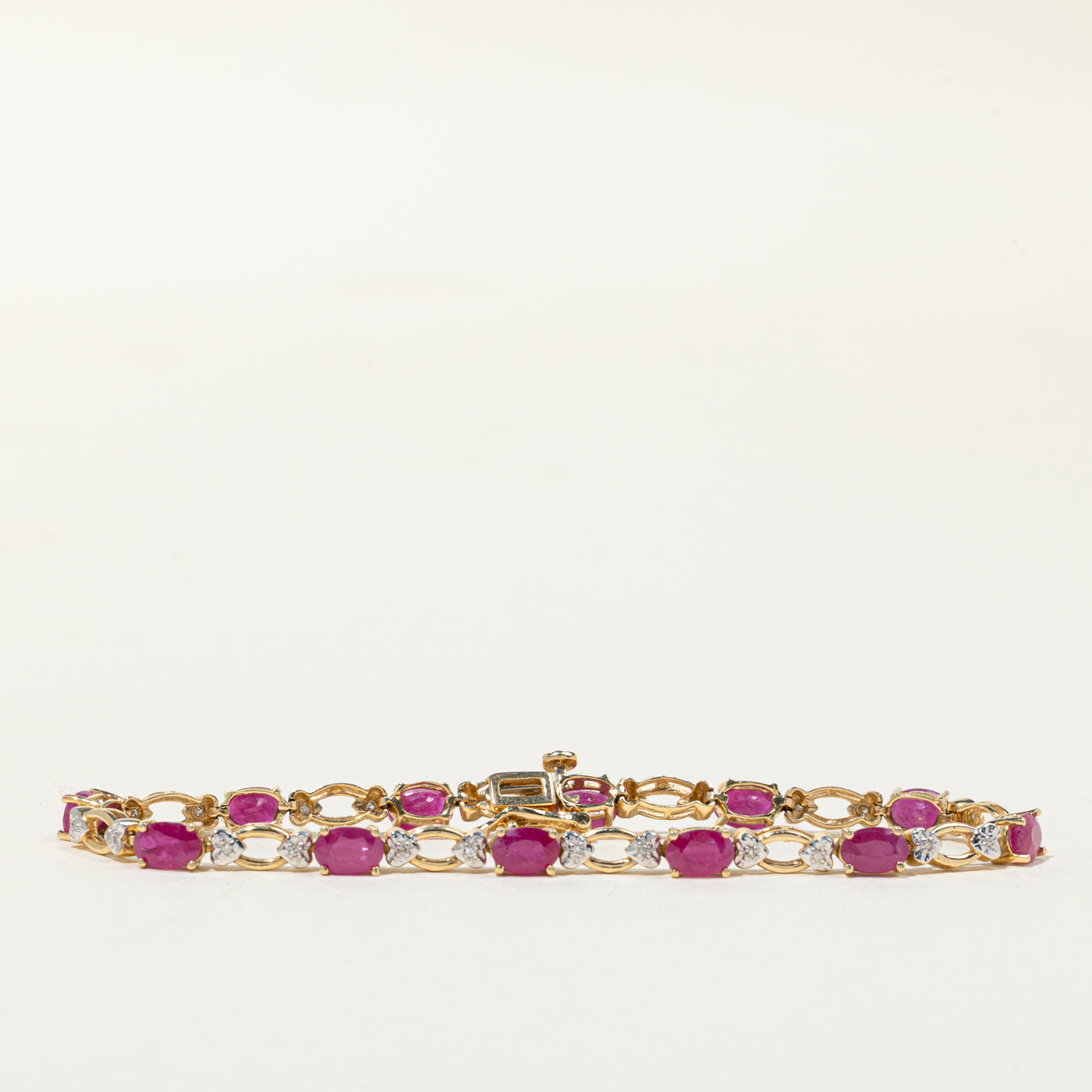Ruby & Diamond Tennis Bracelet | 6.72ctw, 0.12ctw | 7.25"