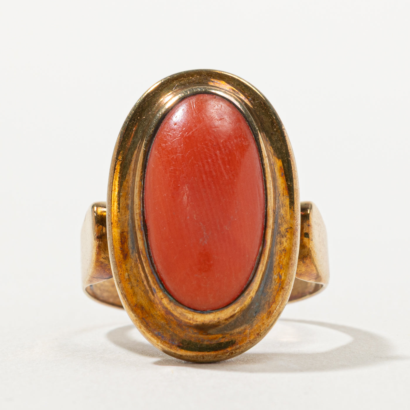 Bezel Set Coral Cocktail Ring | 3.30ct | SZ 7