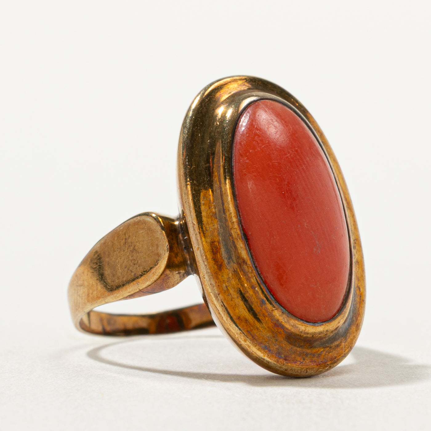 Bezel Set Coral Cocktail Ring | 3.30ct | SZ 7