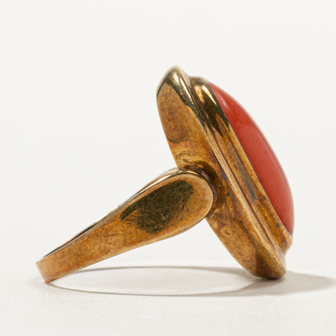 Bezel Set Coral Cocktail Ring | 3.30ct | SZ 7