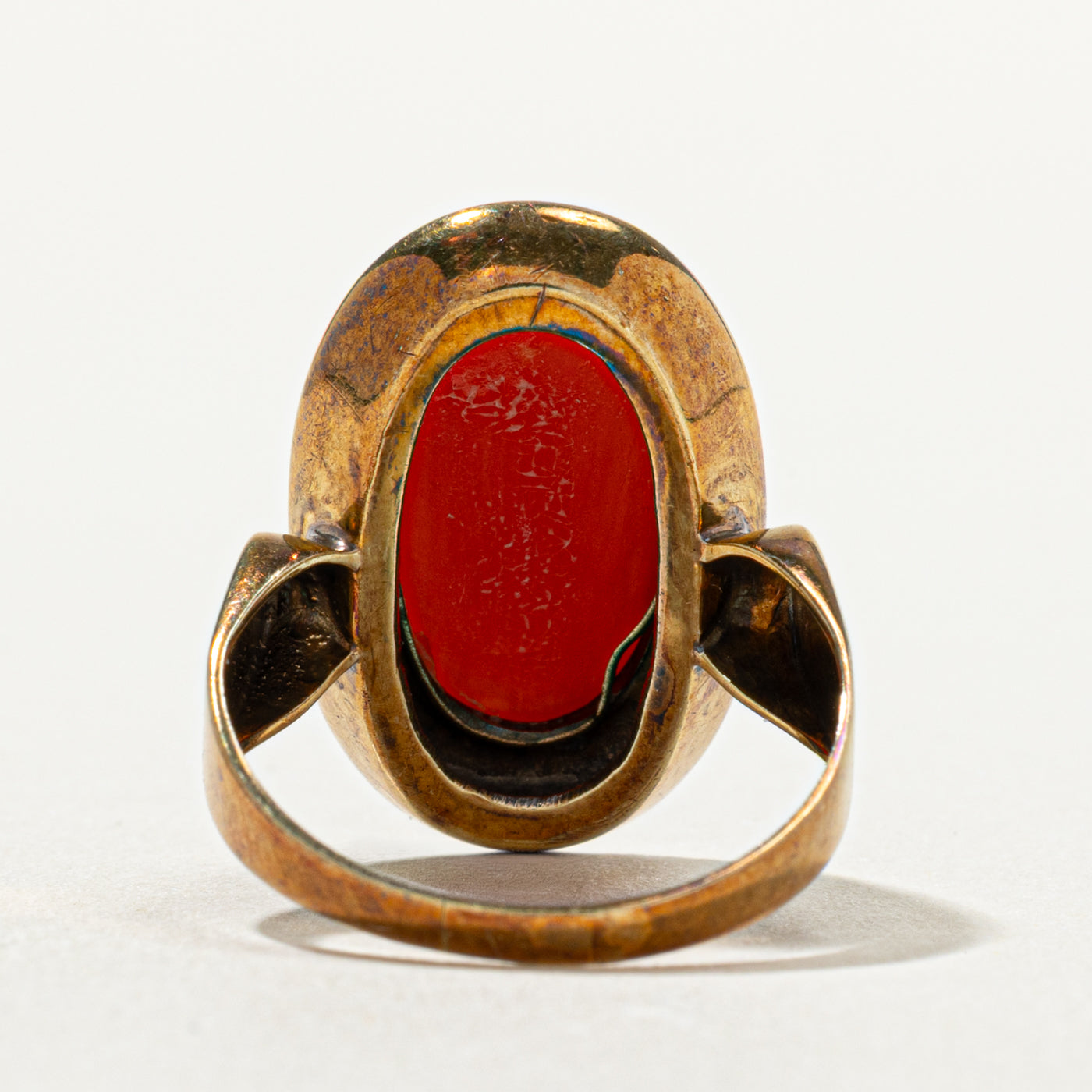 Bezel Set Coral Cocktail Ring | 3.30ct | SZ 7