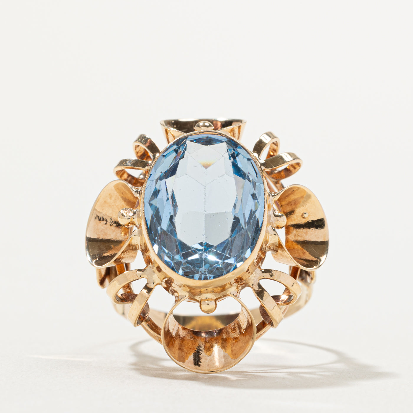 14k Synthetic Spinel Openwork Cocktail Ring | 7.50ct | SZ 10.25