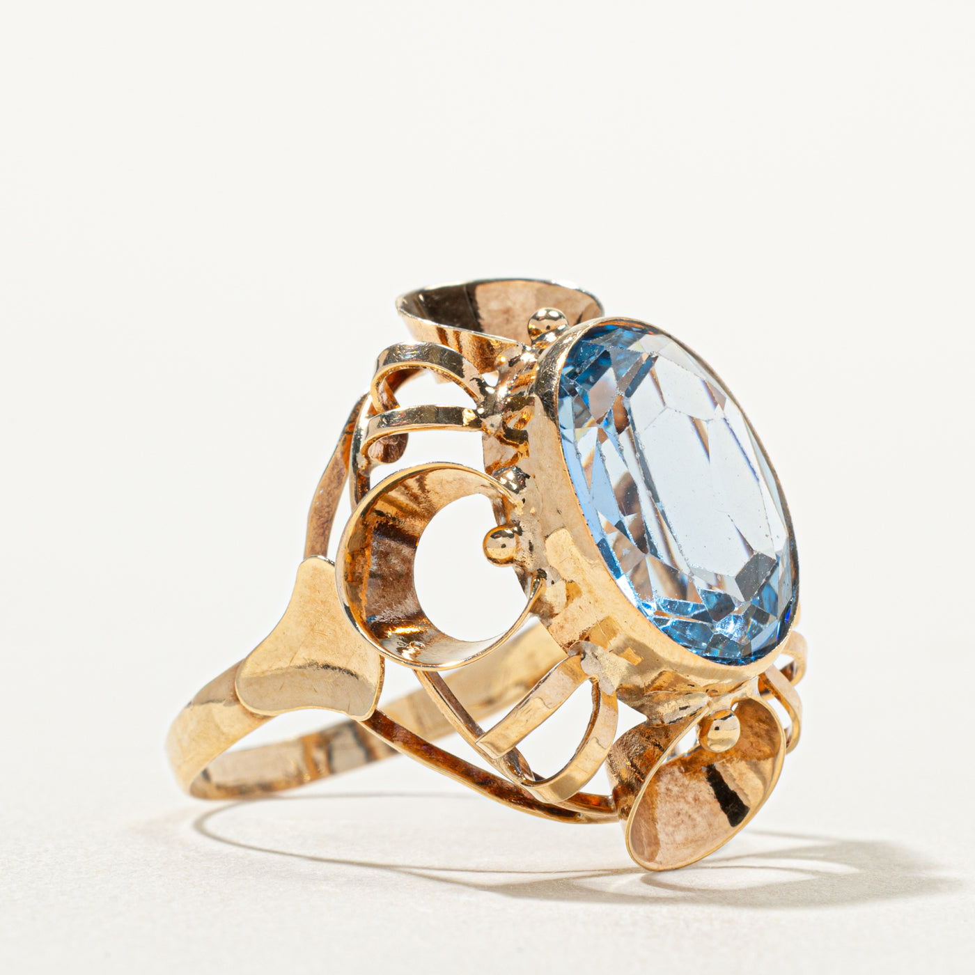 14k Synthetic Spinel Openwork Cocktail Ring | 7.50ct | SZ 10.25