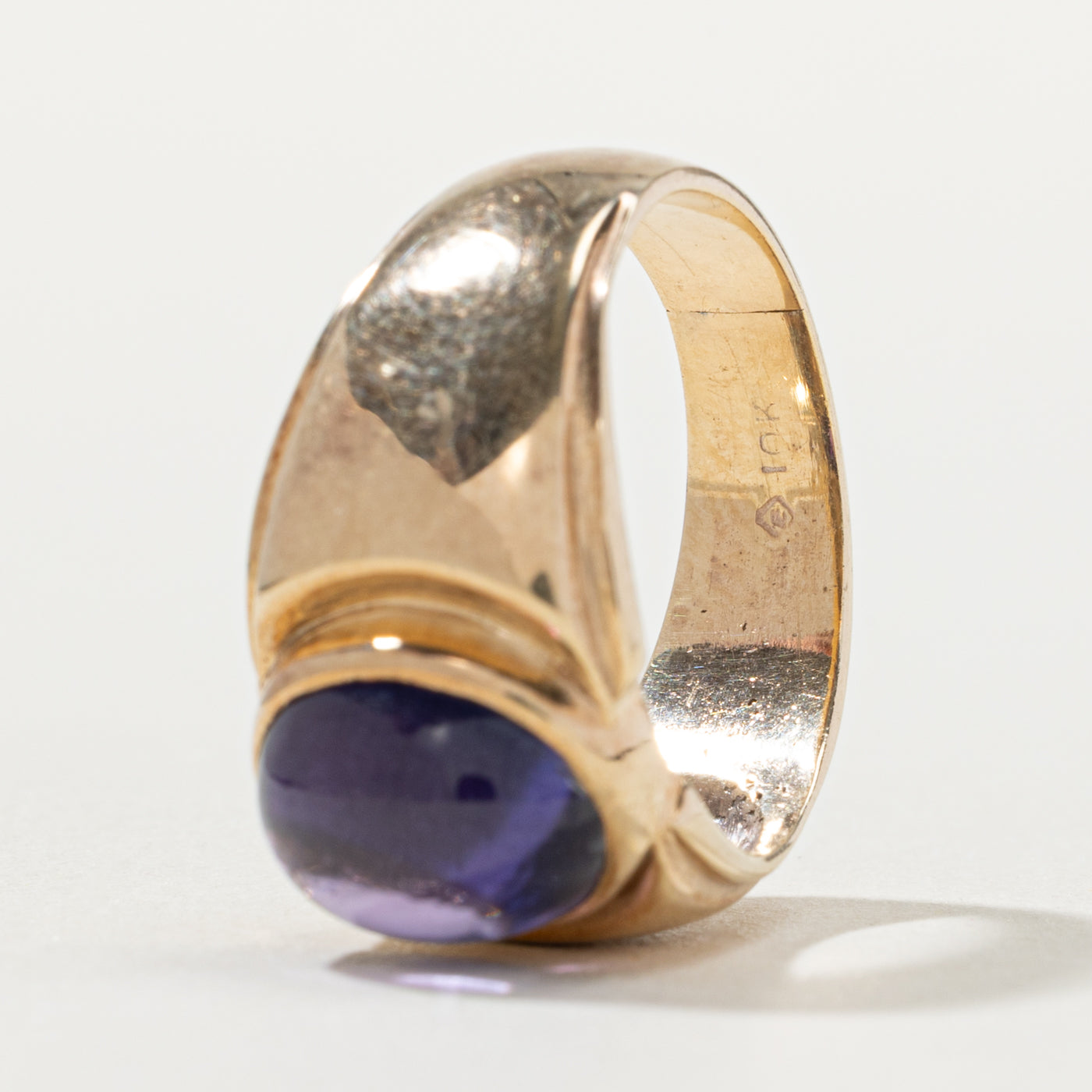10k Bezel Set Synthetic Sapphire Ring | 4.00ct | SZ 6.5