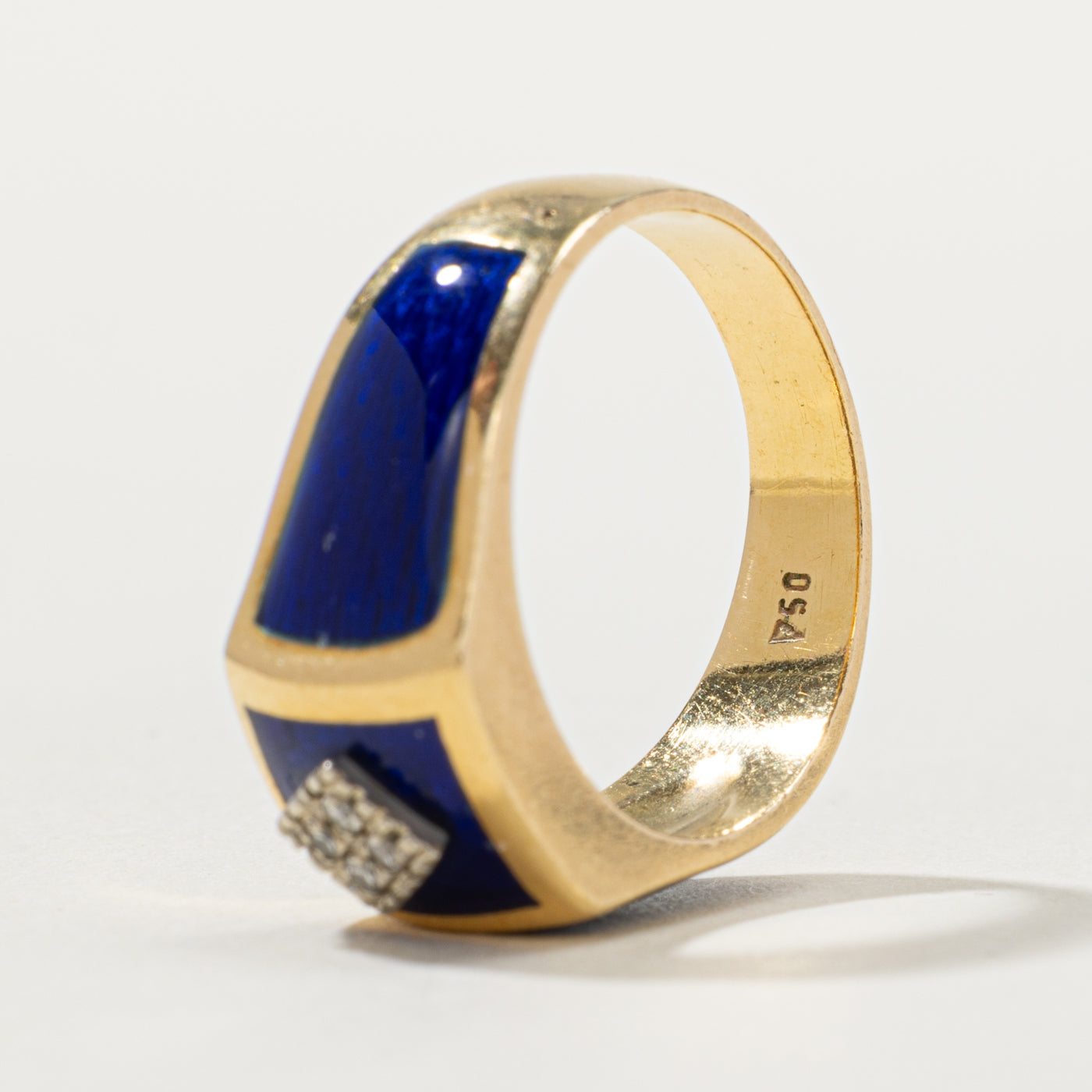 18k Diamond & Enamel Geometric Ring | 0.04ctw | SZ 7