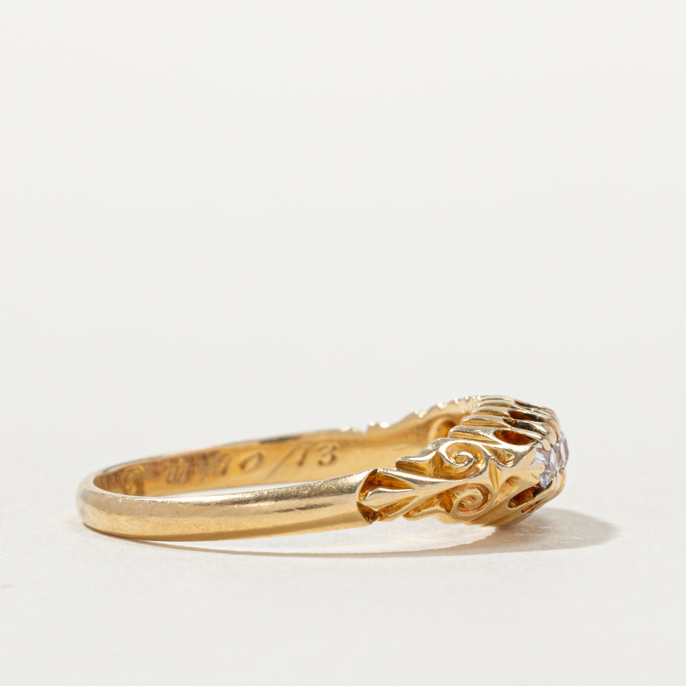 Edwardian 18k Five Stone Diamond Boat Ring | 0.36ctw | SZ 8